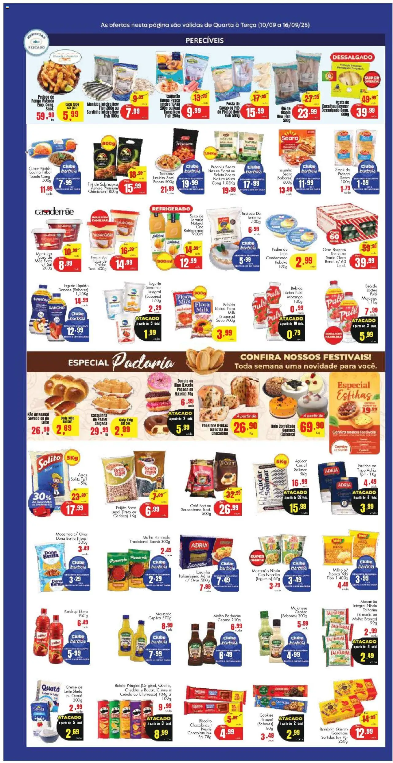 Barbosa Supermercados Folheto - válido de 10.09.2025 | Página: 3 | Produtos: Leite, Café, Brócolis, Filé de tilápia