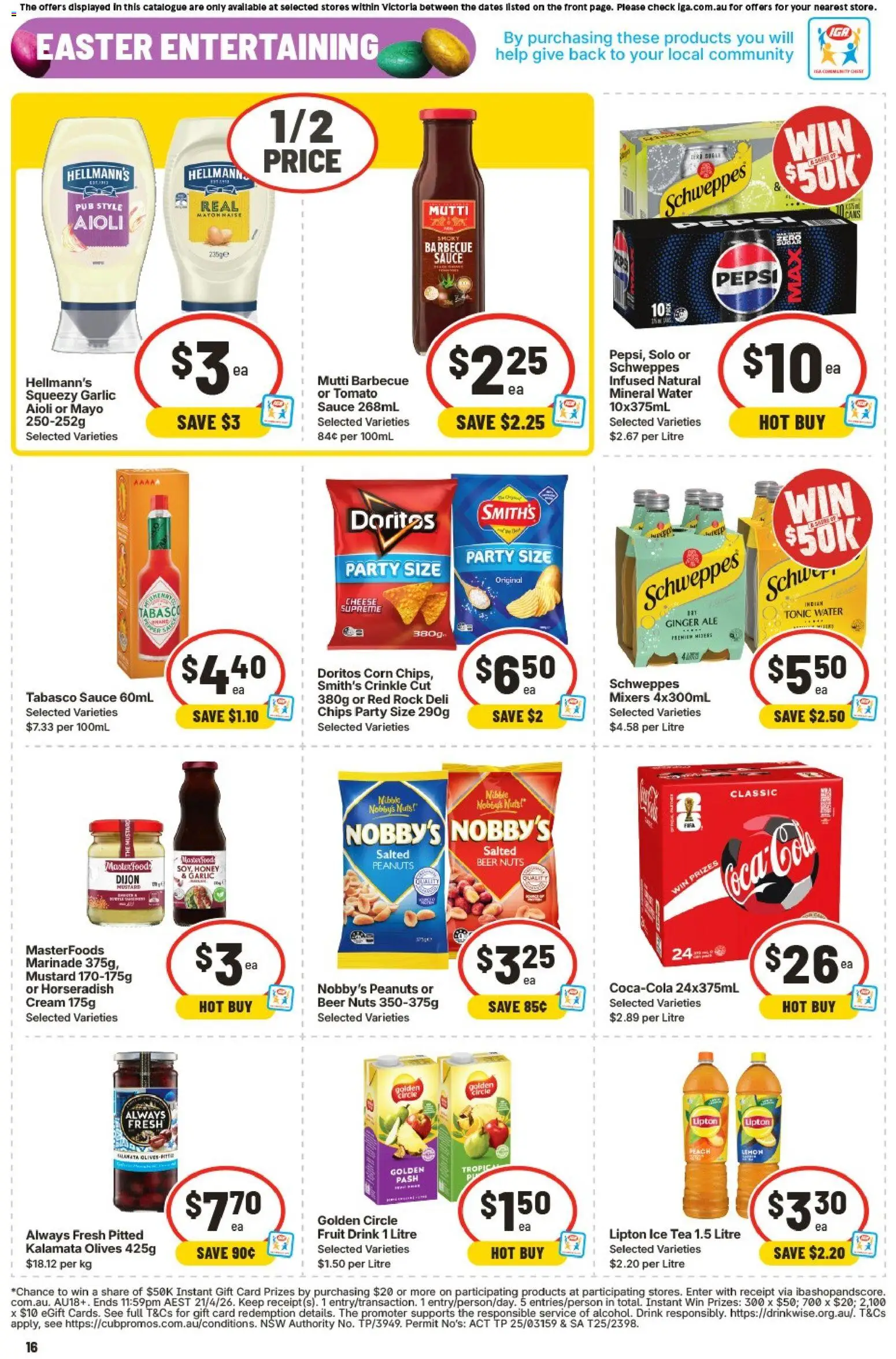 IGA catalogue - valid from 18.03.2026 | Page: 15 | Products: Mustard, Coca Cola, Olives, Sauce