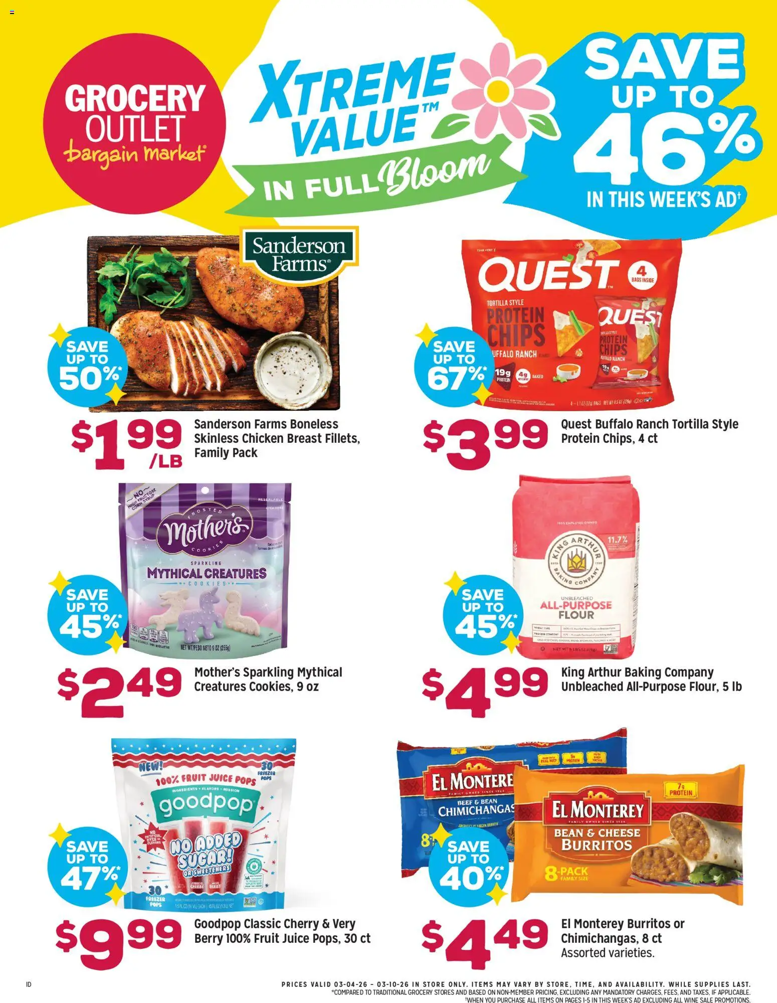 Grocery Outlet Weekly Ad - ID - valid from 04.03.2026 | Page: 2 | Products: Beef, Chips, Cookies, Sugar