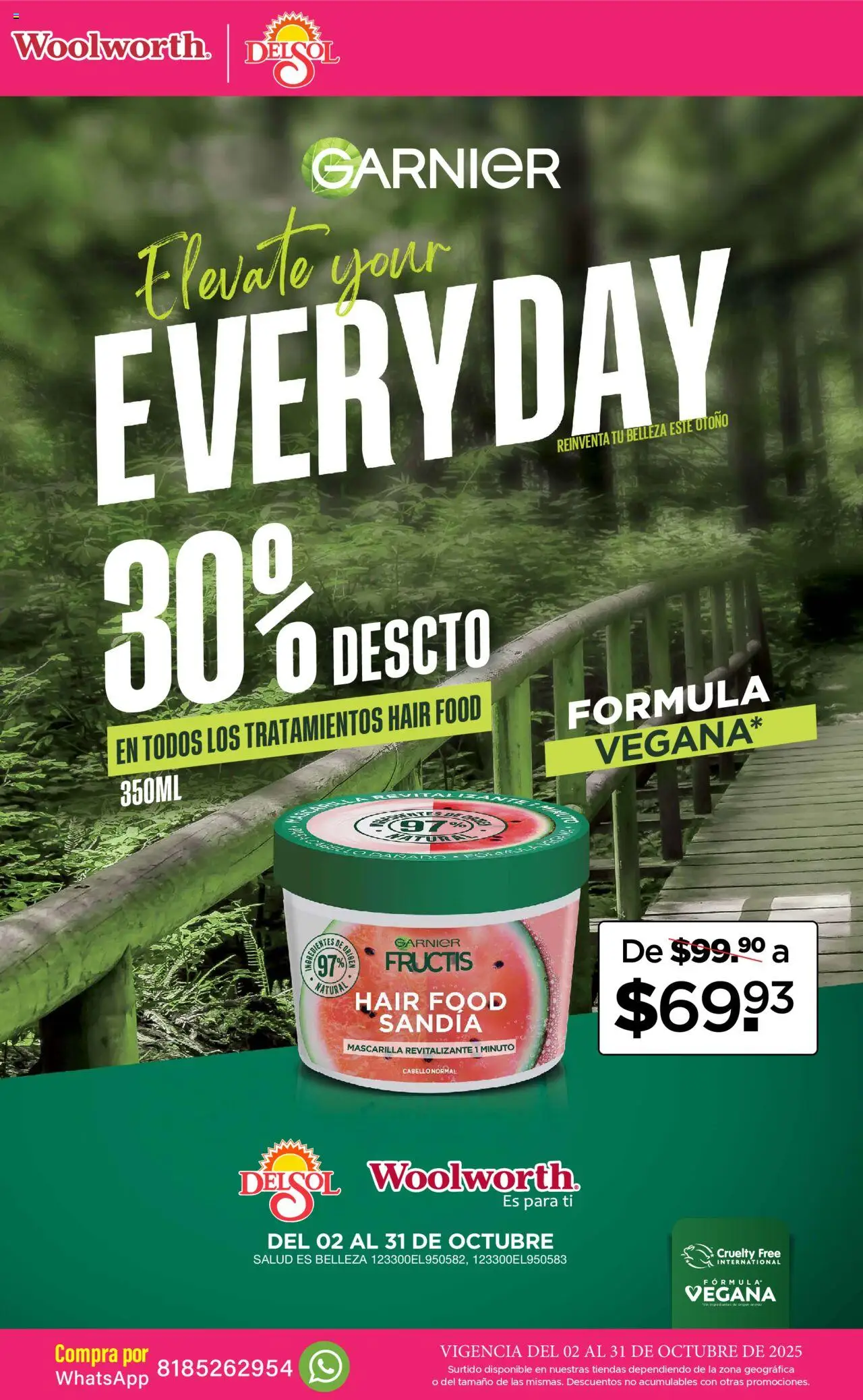 Nuevas ofertas de Del Sol y Woolworth válidas en toda la República Mexicana desde el 02.10.2025. ¡Encuentra las mejores ofertas en Del Sol y Woolworth - Catálogo La Fiesta de la Belleza! | Página: 5 | Productos: Sandía, Mascarilla