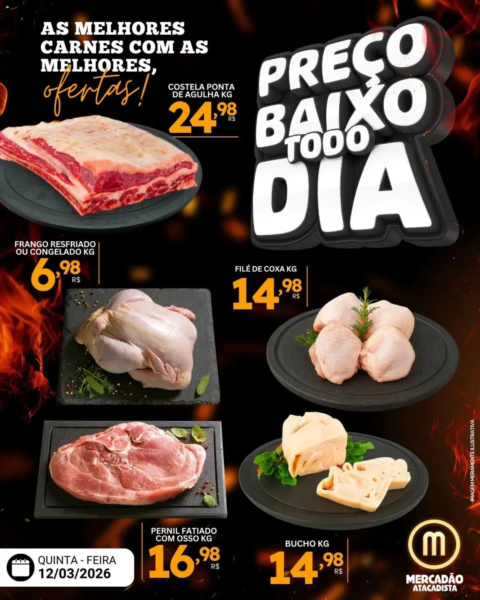 Mercadão Atacadista Folheto - válido de 12.03.2026 | Página: 1 | Produtos: Pernil, Baixo, Frango