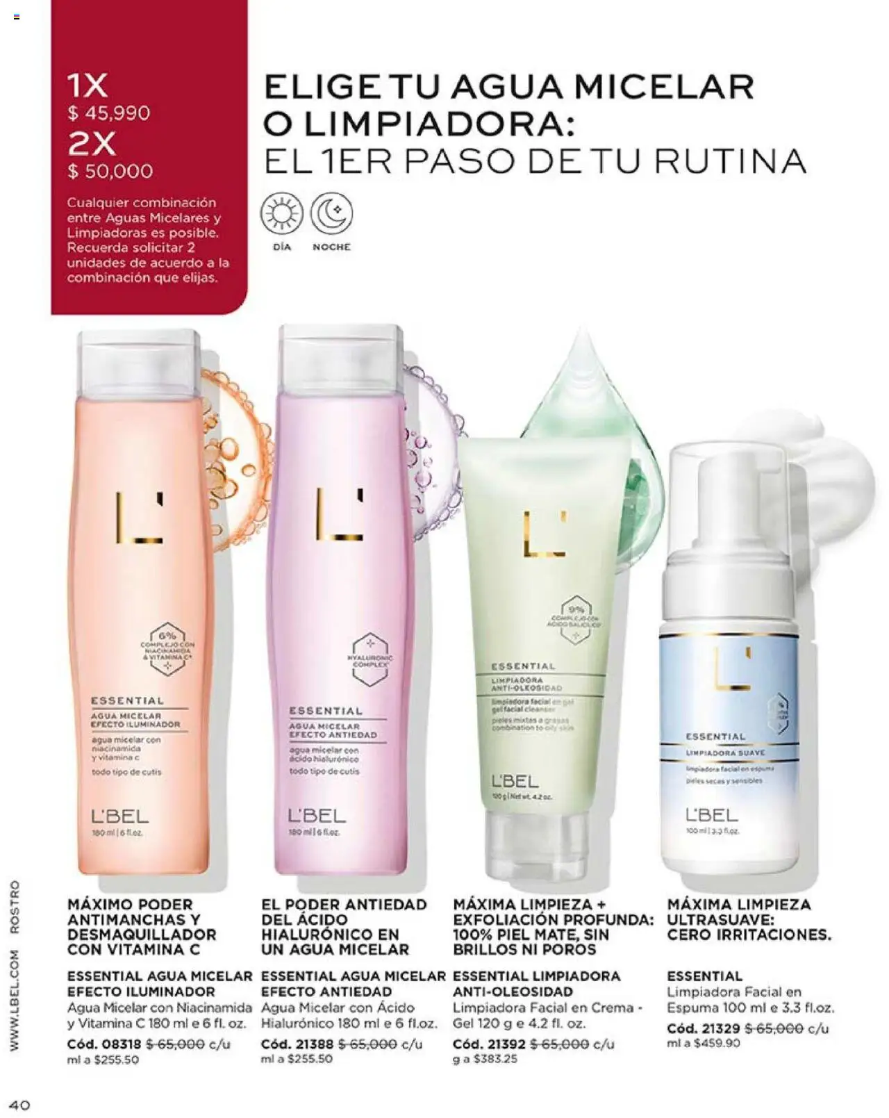 L'Bel revista - valida desde el 14.10.2025 | Página: 40 | Productos: Agua, Agua micelar, Iluminador, Combinación