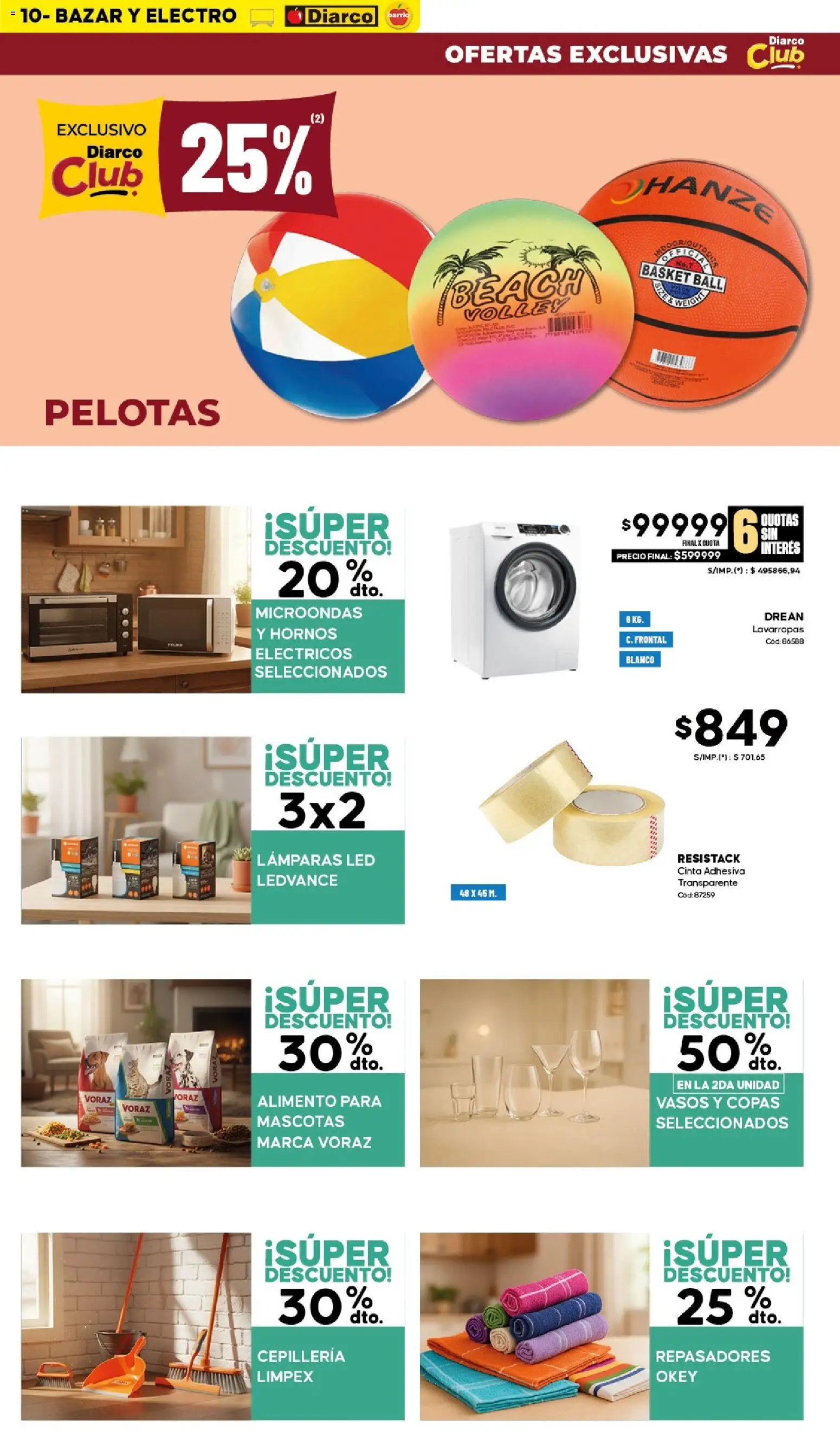 Diarco - Ofertas Diarco Barrio │ válido desde el 03.11.2025 | Página: 10 | Productos: Cinta, Lavarropas, Microondas, Vasos