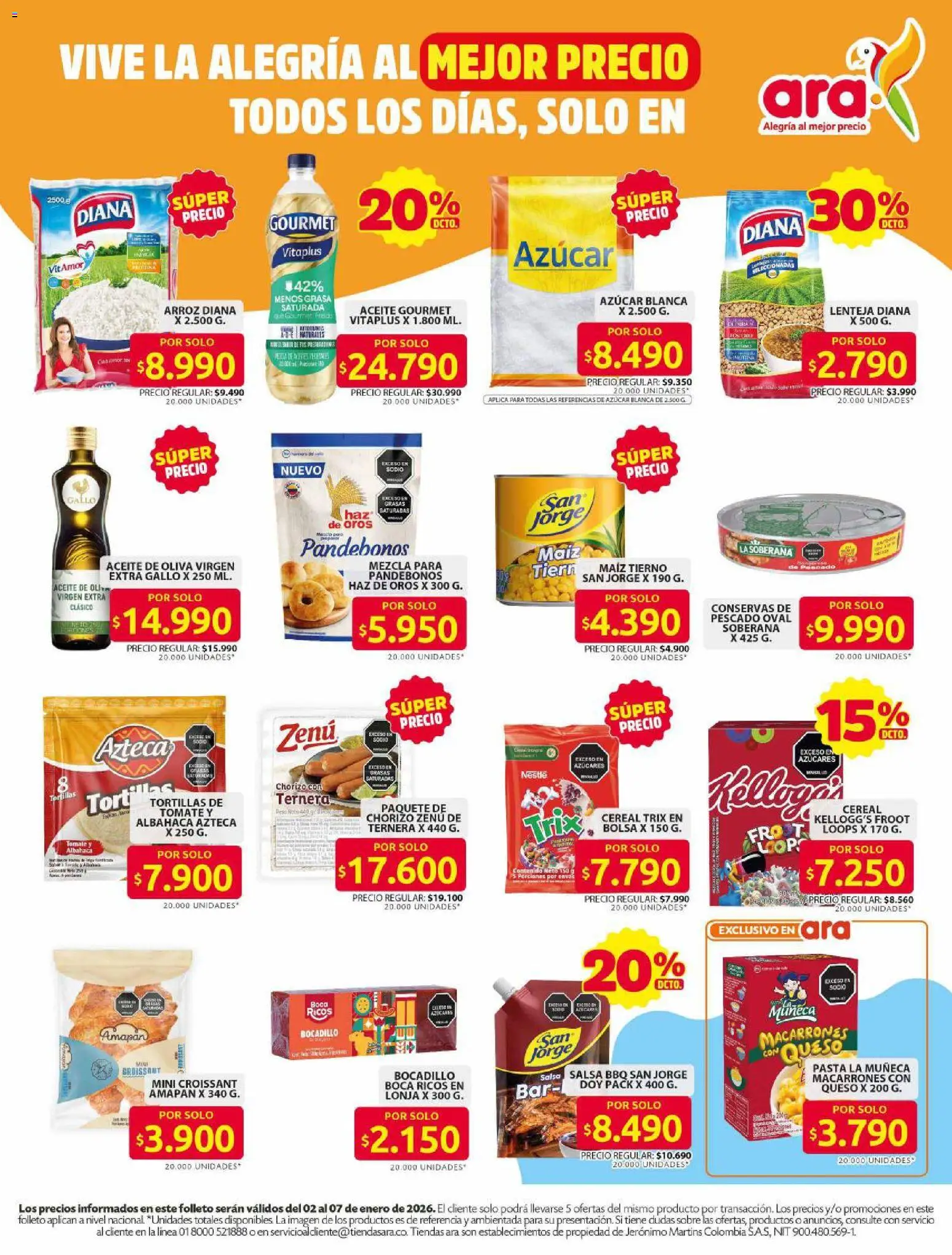 Ara revista - valida desde el 02.01.2026 | Página: 2 | Productos: Sobre, Servilletas, Oliva, Queso