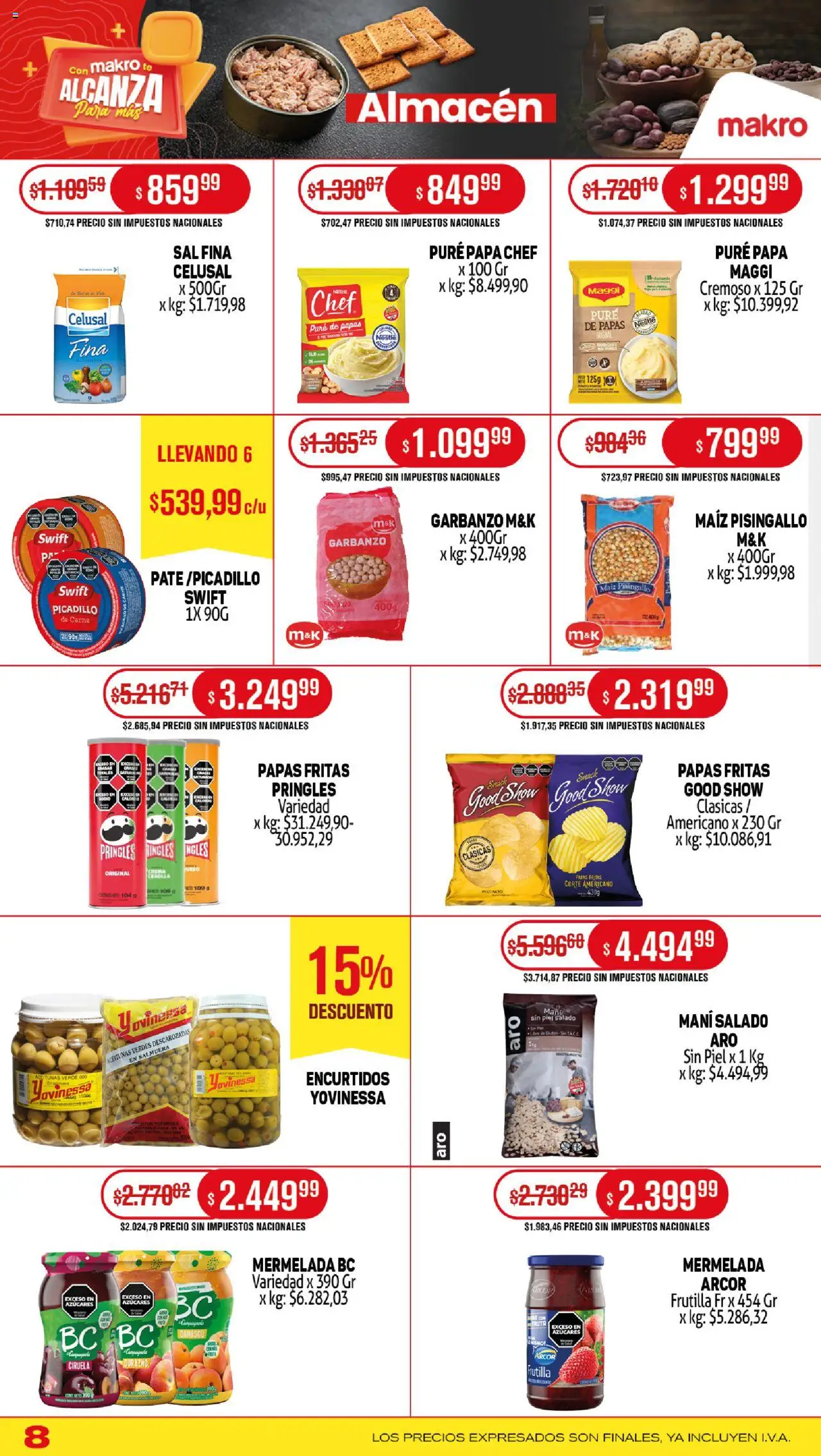 Makro ofertas │ válido desde el 05.06.2025 | Página: 8 | Productos: Durazno, Aceitunas, Sal, Crema