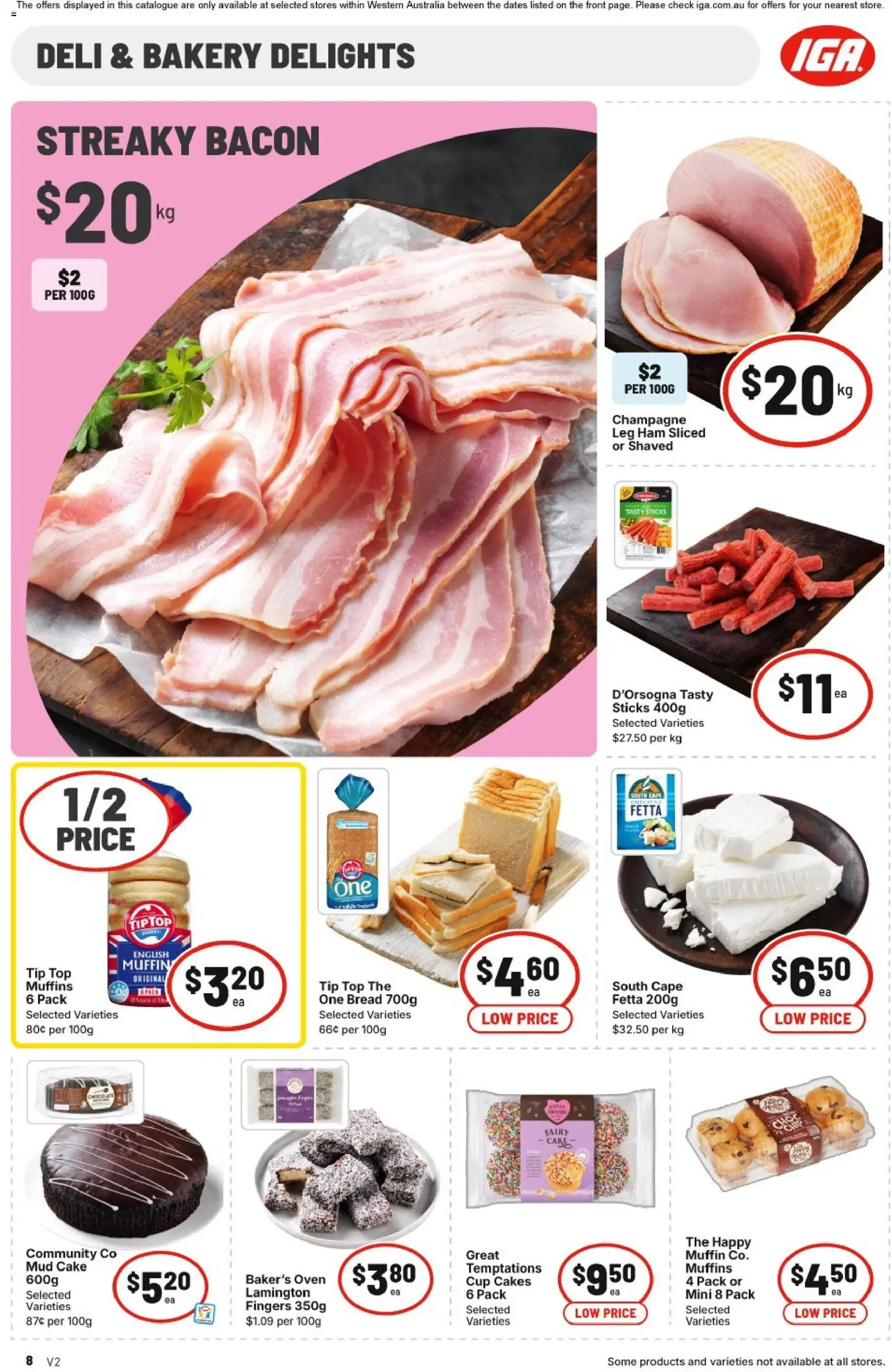IGA catalogue - valid from 21.01.2026 | Page: 8 | Products: Bacon, Bread, Ham, Muffins