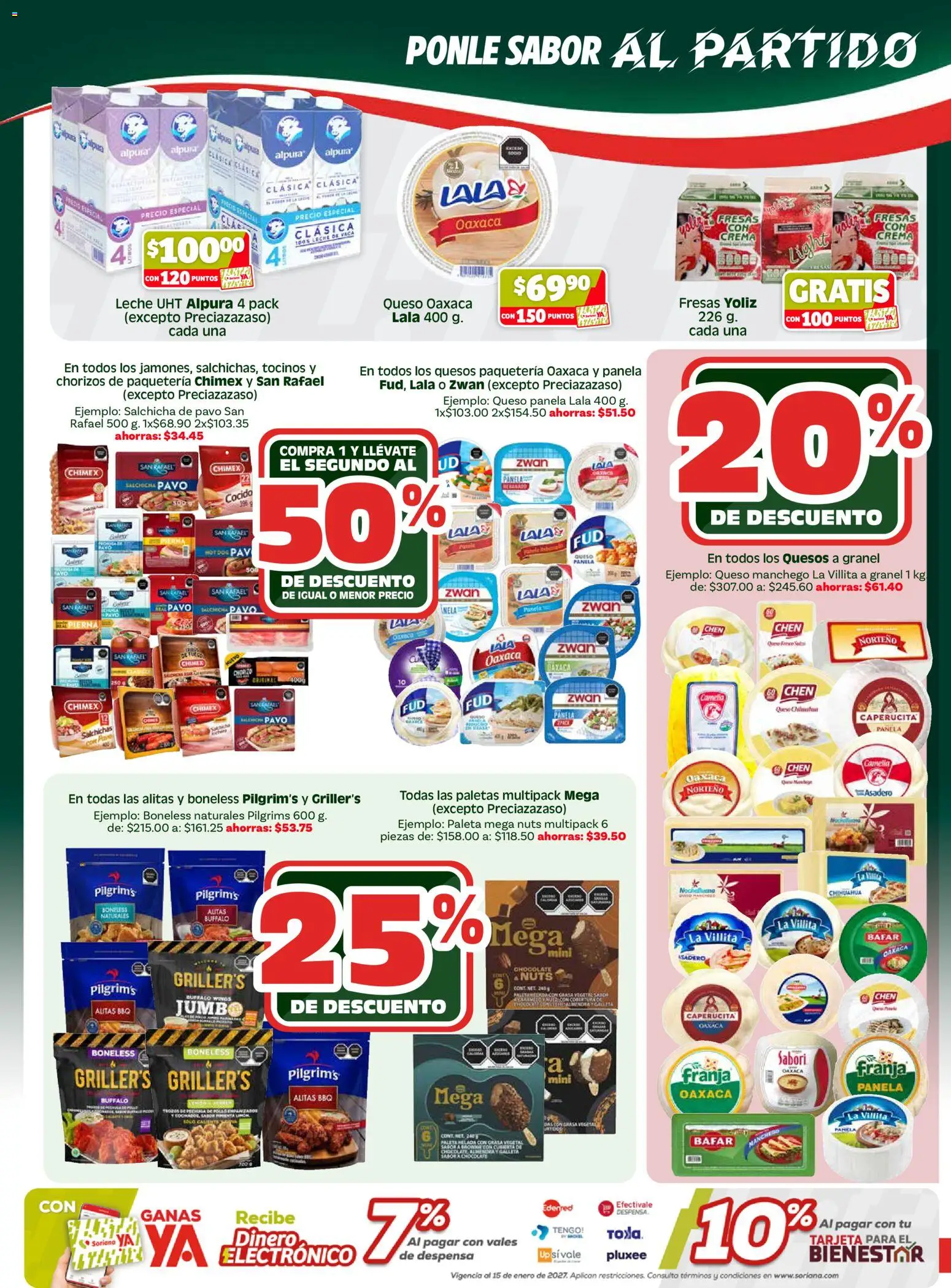 Nuevas ofertas de Soriana válidas en toda la República Mexicana desde el 07.04.2026. ¡Encuentra las mejores ofertas en Soriana folleto! | Página: 5 | Productos: Salchicha, Leche, Queso, Chocolate