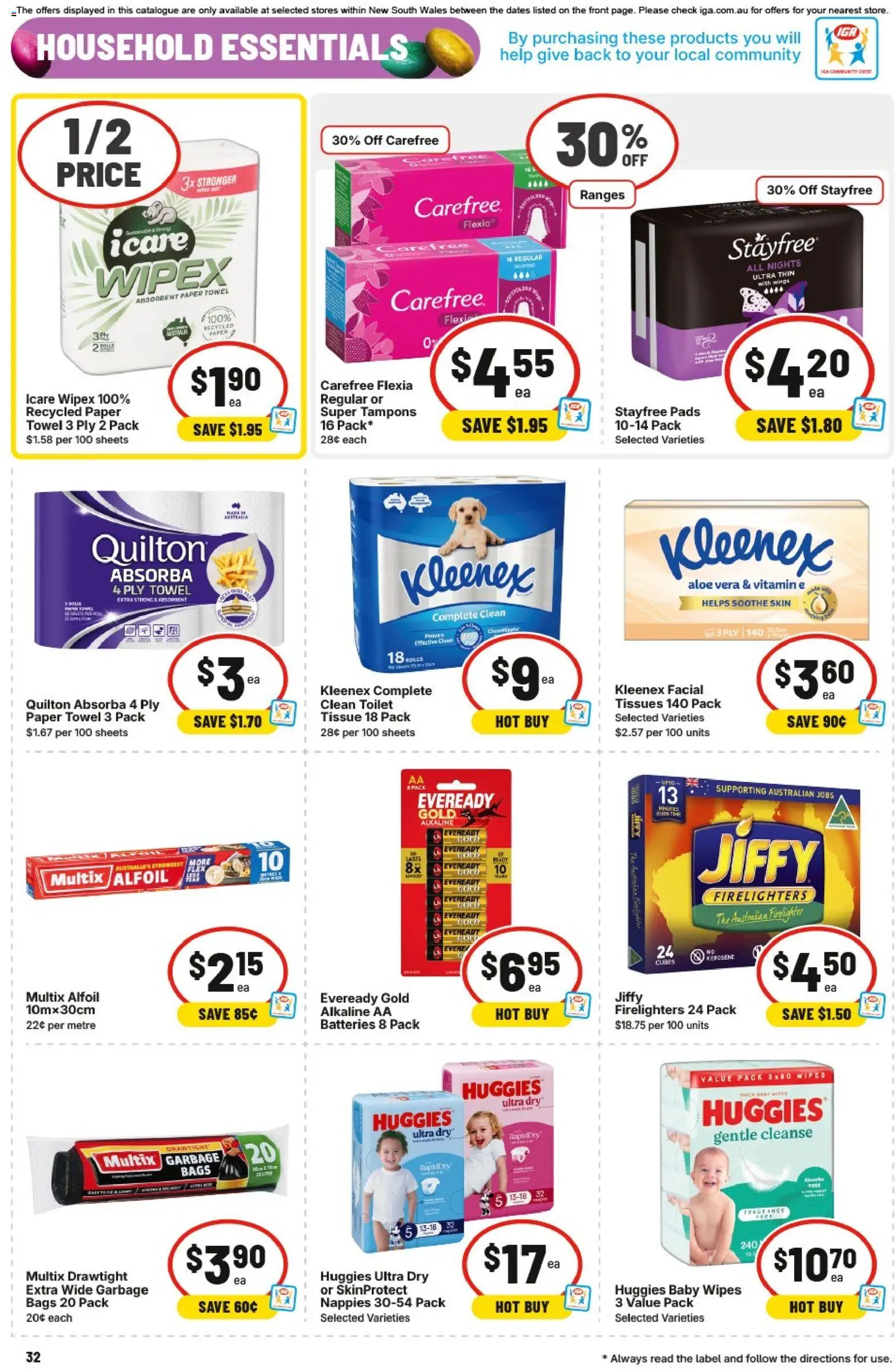 IGA catalogue - valid from 25.03.2026 | Page: 32 | Products: Toilet, Household, Tampons, Vitamin