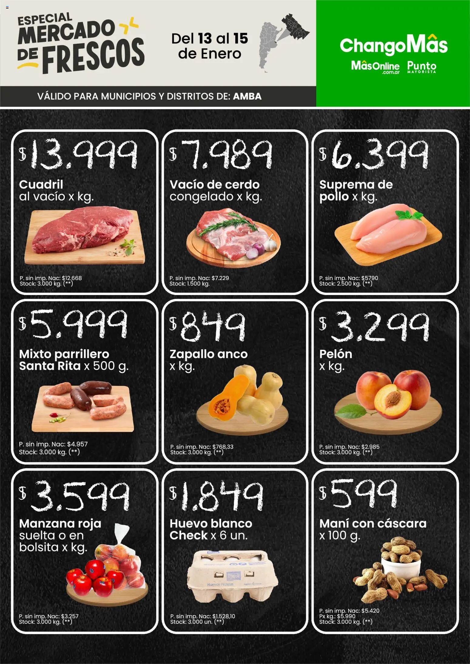 Punto Mayorista Mercado de Frescos │ válido desde el 13.01.2026 | Página: 1 | Productos: Mani, Huevo, Huevos, Cerdo