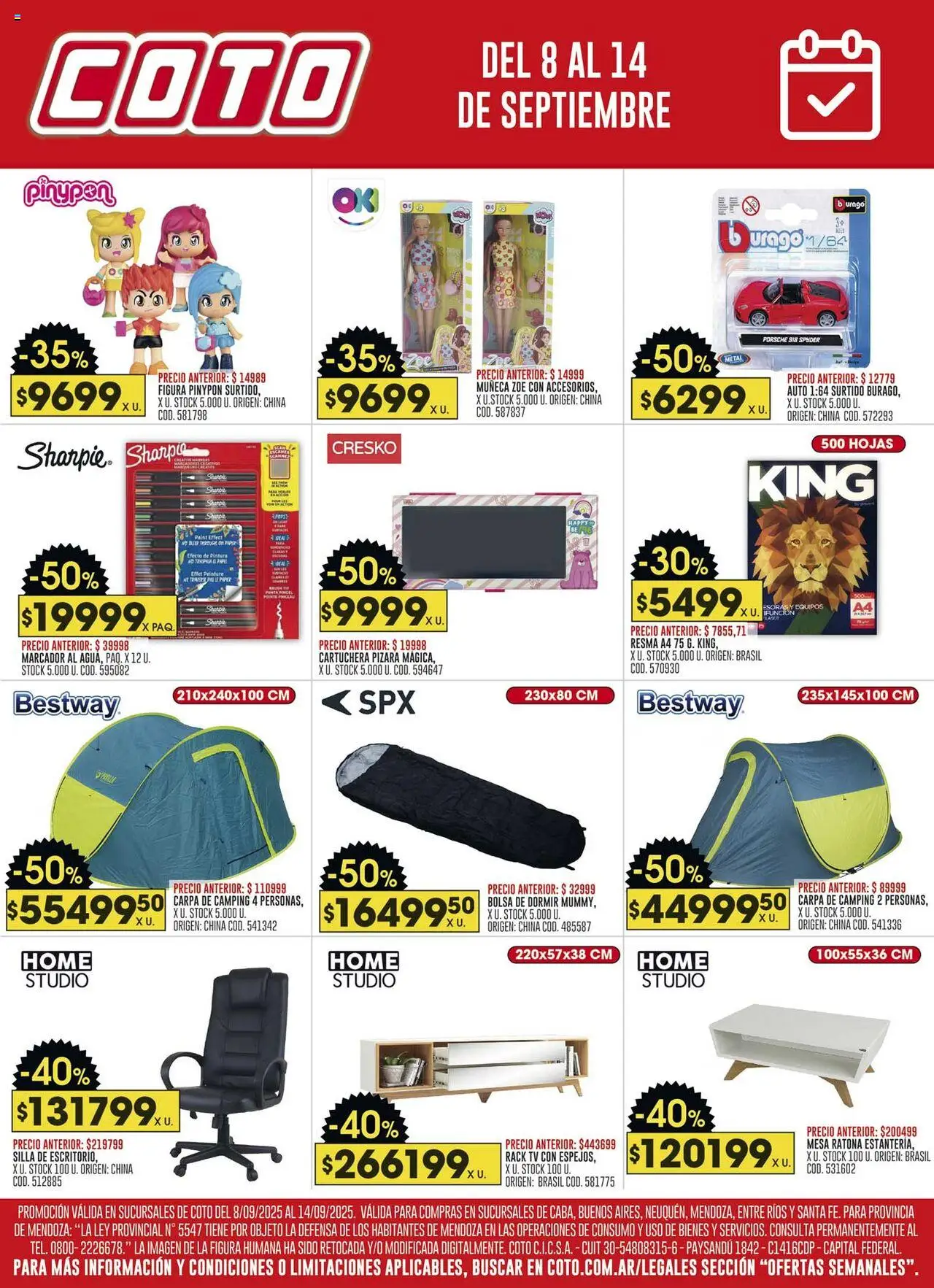 Coto Bazar y Hogar │ válido desde el 08.09.2025 | Página: 2 | Productos: Carpa, Bolsa, Mesa, Silla