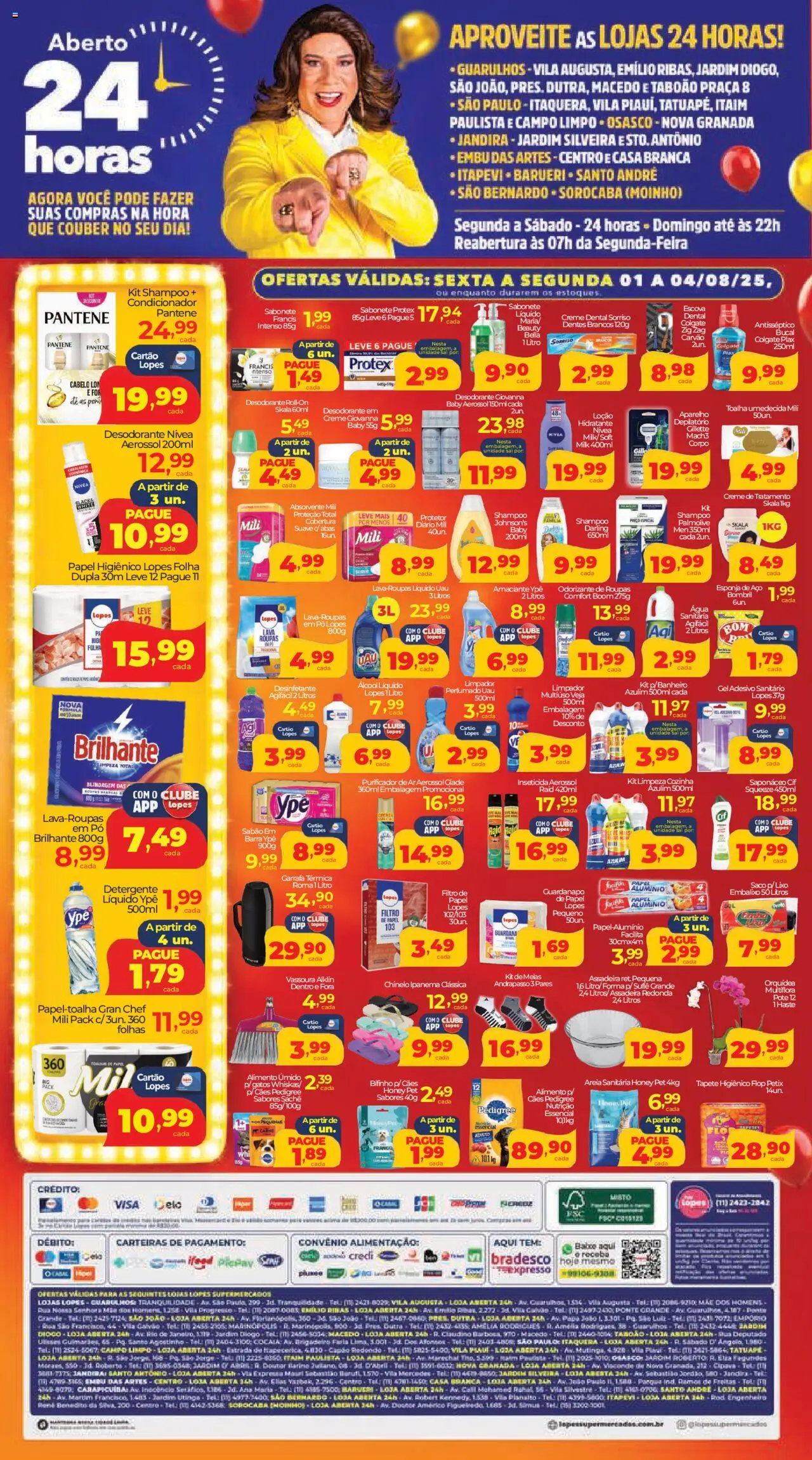 Lopes Supermercados Folheto - válido de 01.08.2025 | Página: 4 | Produtos: Shampoo, Escova, Papel higiênico, Inseticida