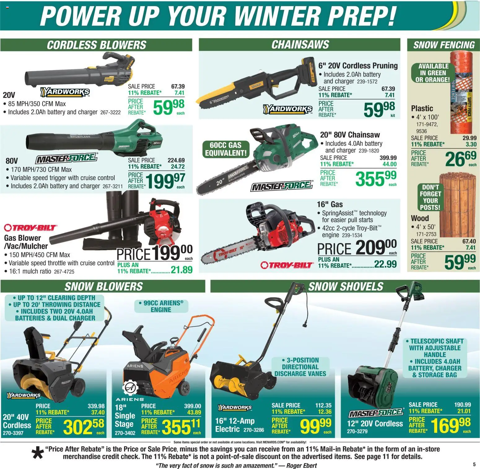 Menards Weekly Ad - valid from 05.11.2025 | Page: 8 | Products: Chainsaw, Throttle, Bag, Blower