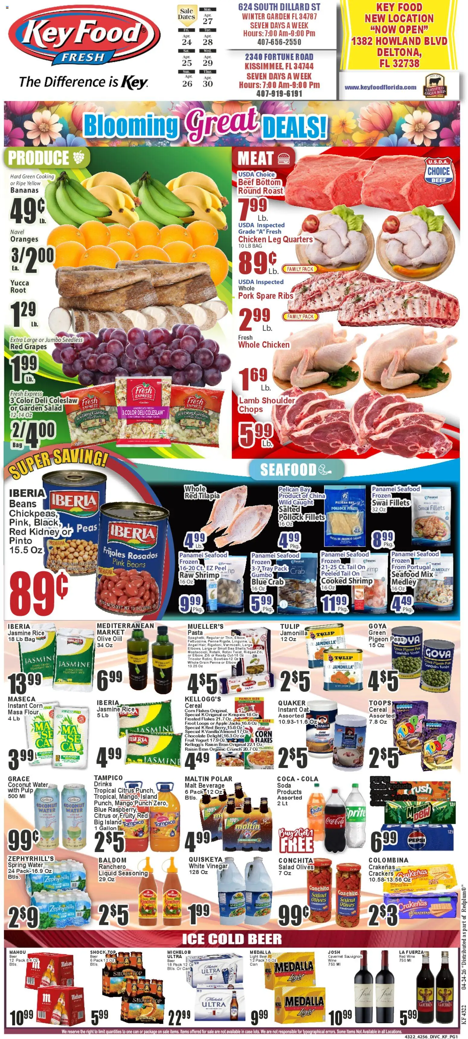 Key Food Weekly Ad - valid from 24.04.2026 | Page: 1 | Products: Corn, Wine, Pork, Jacks