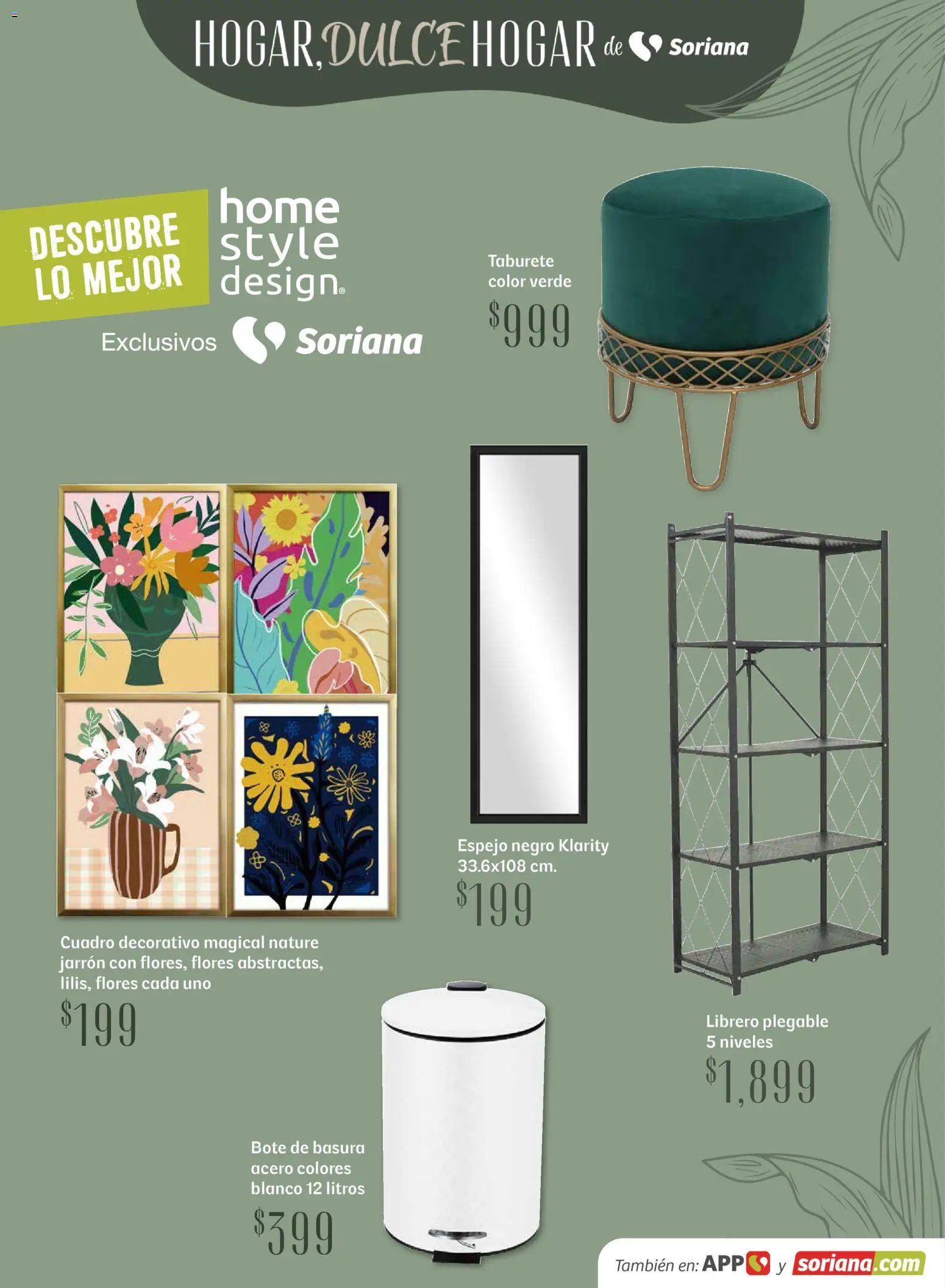 Nuevas ofertas de Soriana válidas en toda la República Mexicana desde el 15.04.2026. ¡Encuentra las mejores ofertas en Soriana Hogar Dulce Hogar Híper Nacional! | Página: 27 | Productos: Cuadro, Espejo, Bote de basura
