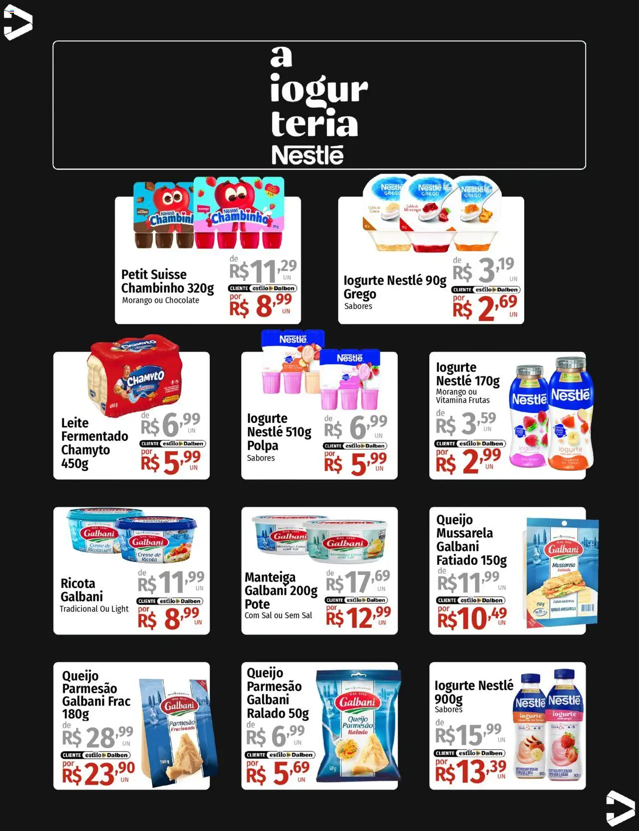 Supermercado Dalben Folheto - válido de 14.10.2025 | Página: 19 | Produtos: Manteiga, Iogurte, Queijo parmesão, Sal