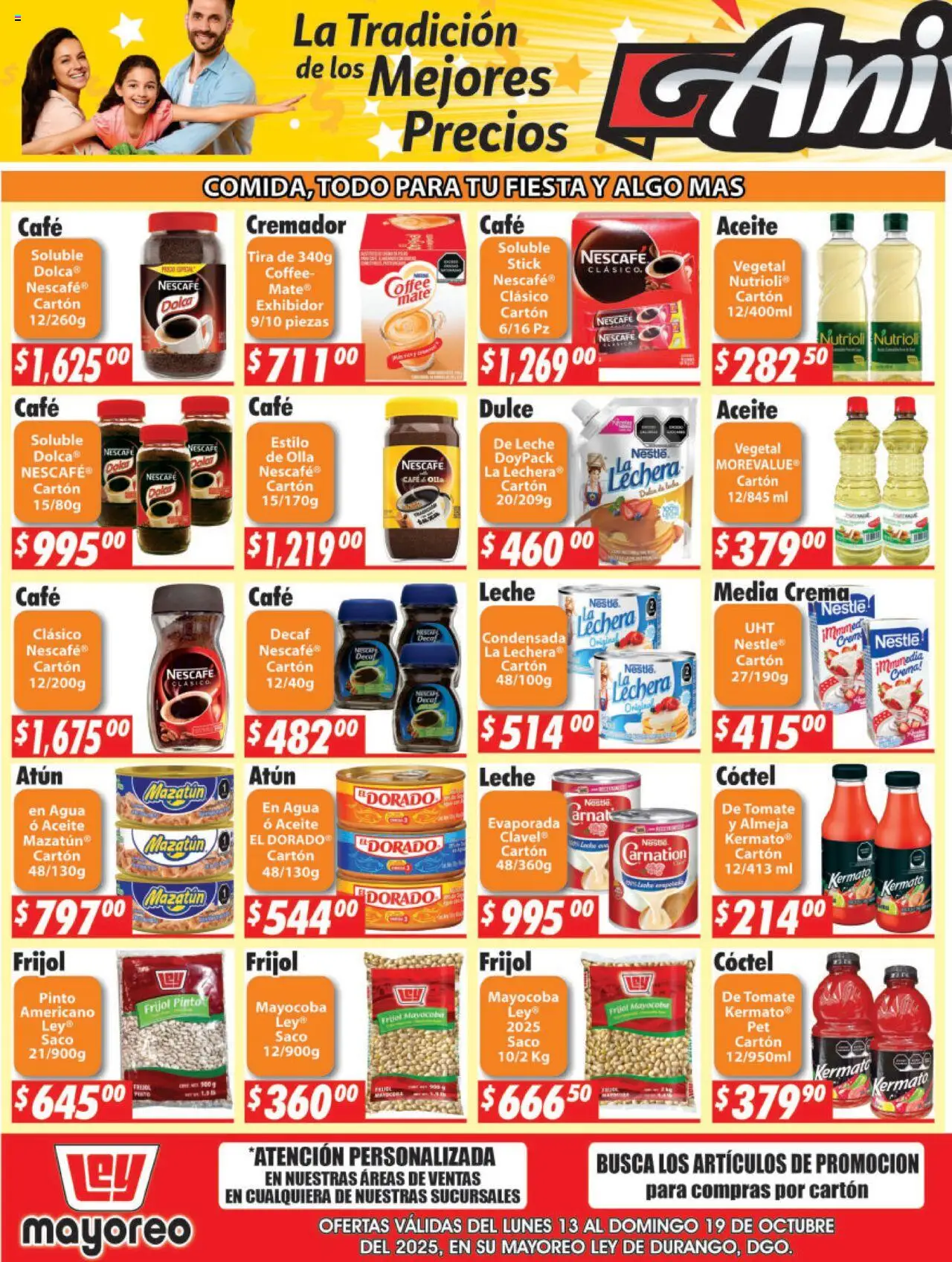 Nuevas ofertas de Casa Ley válidas en toda la República Mexicana desde el 13.10.2025. ¡Encuentra las mejores ofertas en Casa Ley - Folleto Mayoreo! | Página: 3 | Productos: Atún, Crema, Agua, Café