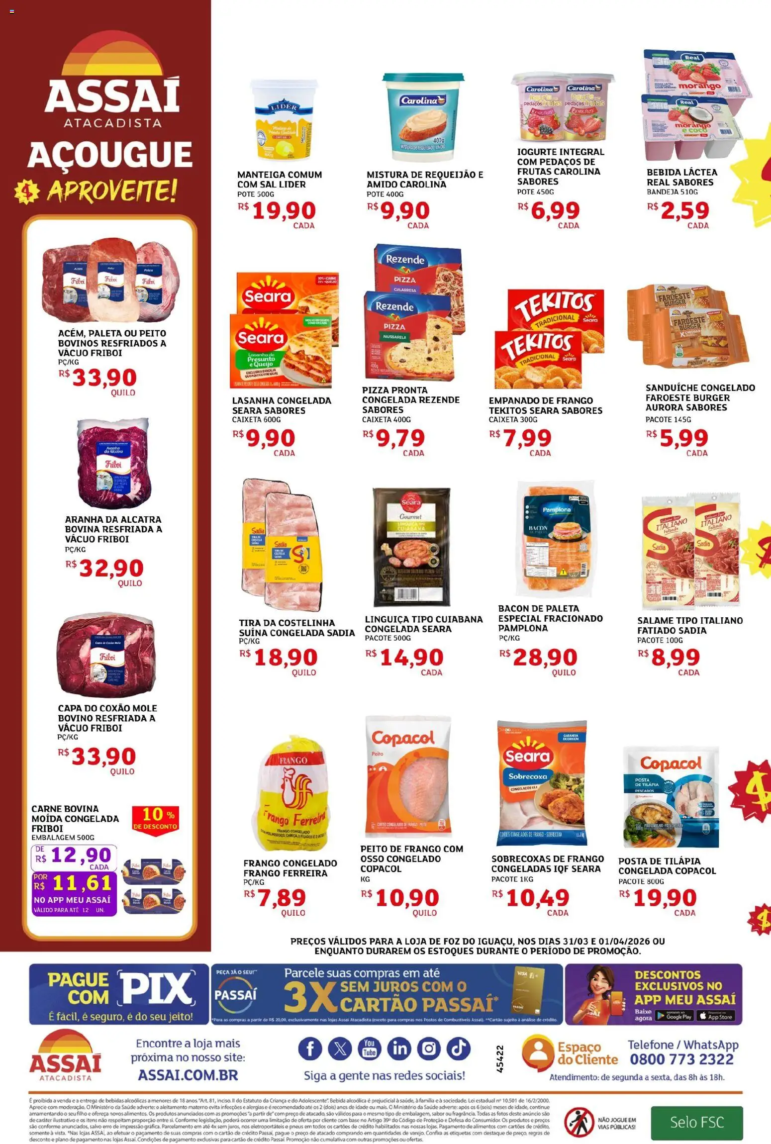 Assaí Atacadista Folheto - válido de 31.03.2026 | Página: 2 | Produtos: Pizza, Carne, Bebida, Bandeja