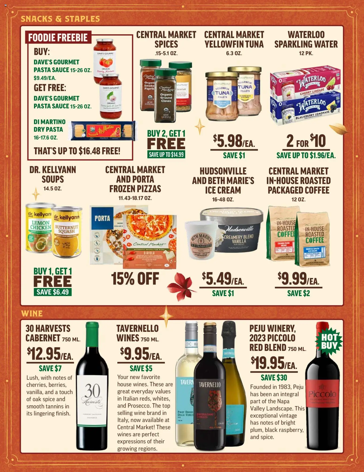 Central Market Weekly Ad - valid from 12.11.2025 | Page: 3 | Products: Wine, Pasta, Ice cream, Spices