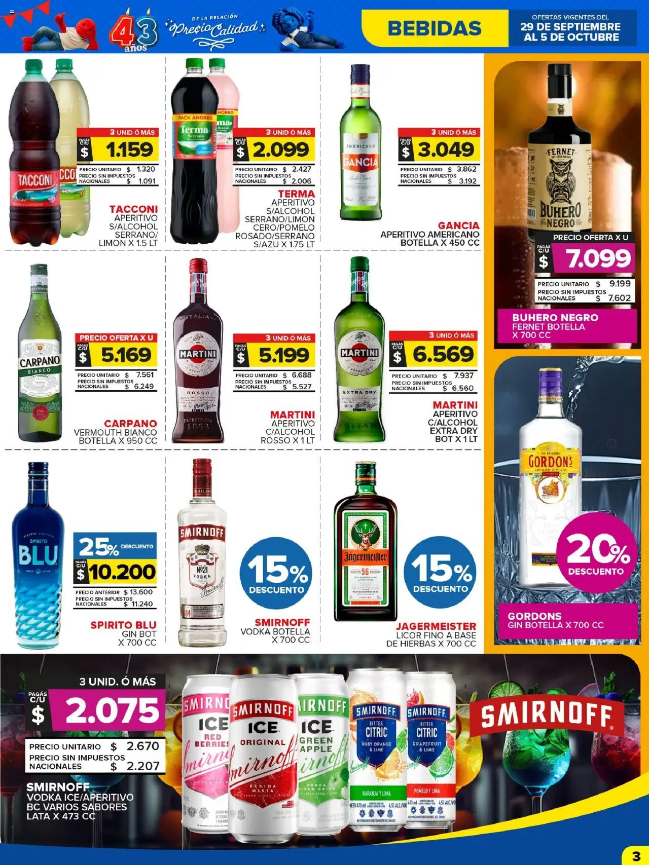 Carrefour Maxi catálogo │ válido desde el 30.09.2025 | Página: 3 | Productos: Vodka, Botella, Gin, Fernet