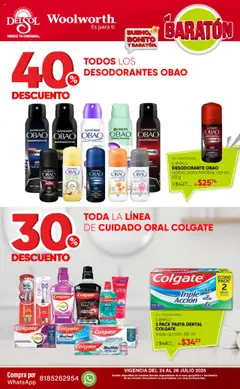 Nuevas ofertas de Del Sol y Woolworth válidas en toda la República Mexicana desde el 24.07.2025. ¡Encuentra las mejores ofertas en Del Sol y Woolworth - Catálogo Llegó el Baratón! | Página: 7 | Productos: Antitranspirante, Pasta dental, Pasta, Fragancia