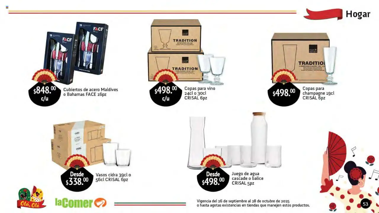 Nuevas ofertas de La Comer válidas en toda la República Mexicana desde el 26.09.2025. ¡Encuentra las mejores ofertas en La Comer folleto Olá, Olé! | Página: 53 | Productos: Champagne, Agua, Juego, Vino