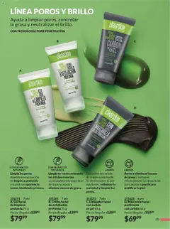 Nuevas ofertas de AVON válidas en toda la República Mexicana desde el 09.08.2025. ¡Encuentra las mejores ofertas en C. Limpiador facial con carbón en gel 60 g, Limpiador facial con carbón en gel. Con polvo de carbón de origen sustentable. Se desliza sobre la piel ayudando a eliminar la suciedad y limpiar los poros.! | Página: 160 | Productos: Crema, Limpiador, Mascarilla, Sobre
