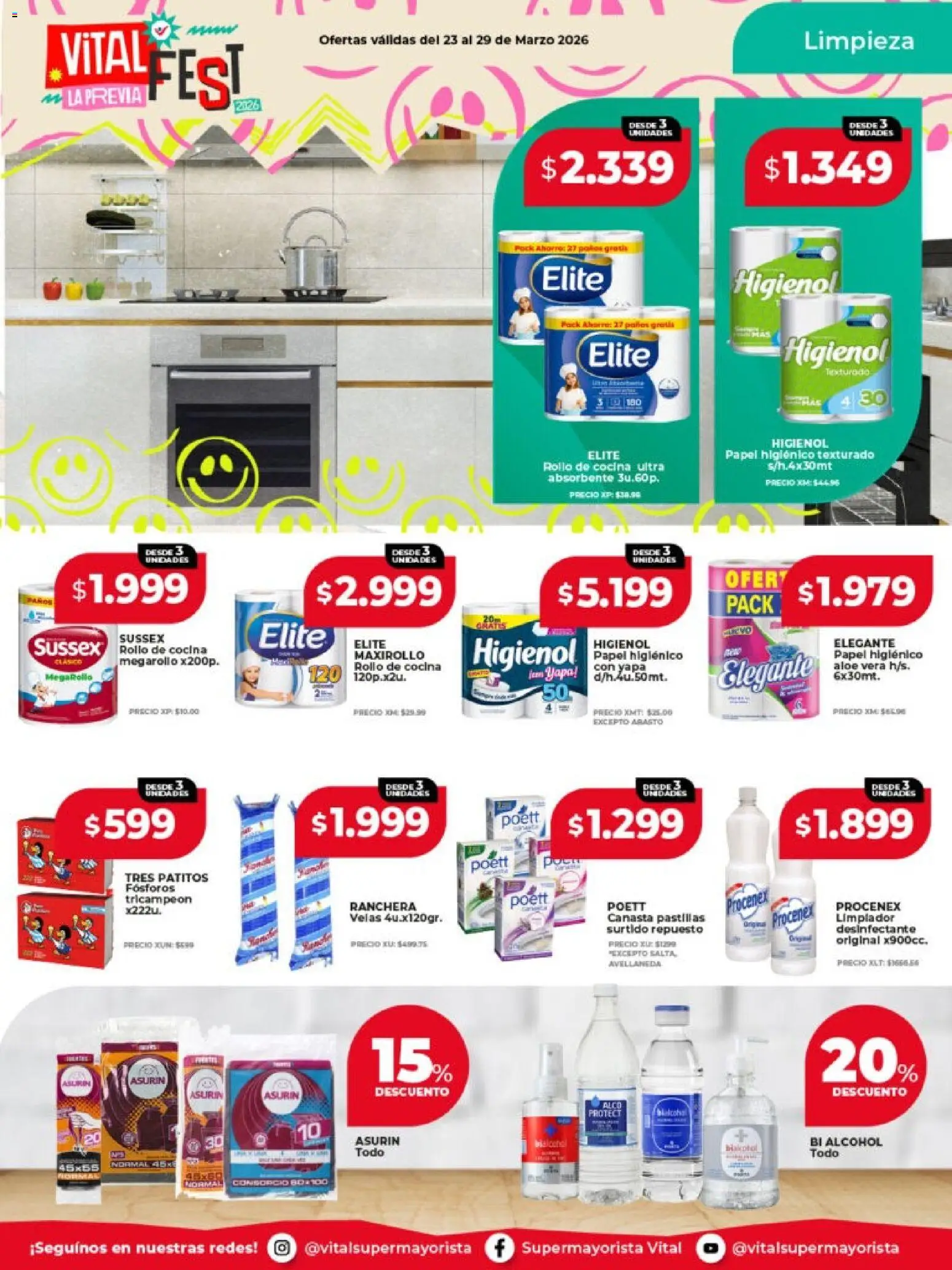 Vital ofertas │ válido desde el 23.03.2026 | Página: 11 | Productos: Desinfectante, Papel higiénico, Fósforos, Canasta