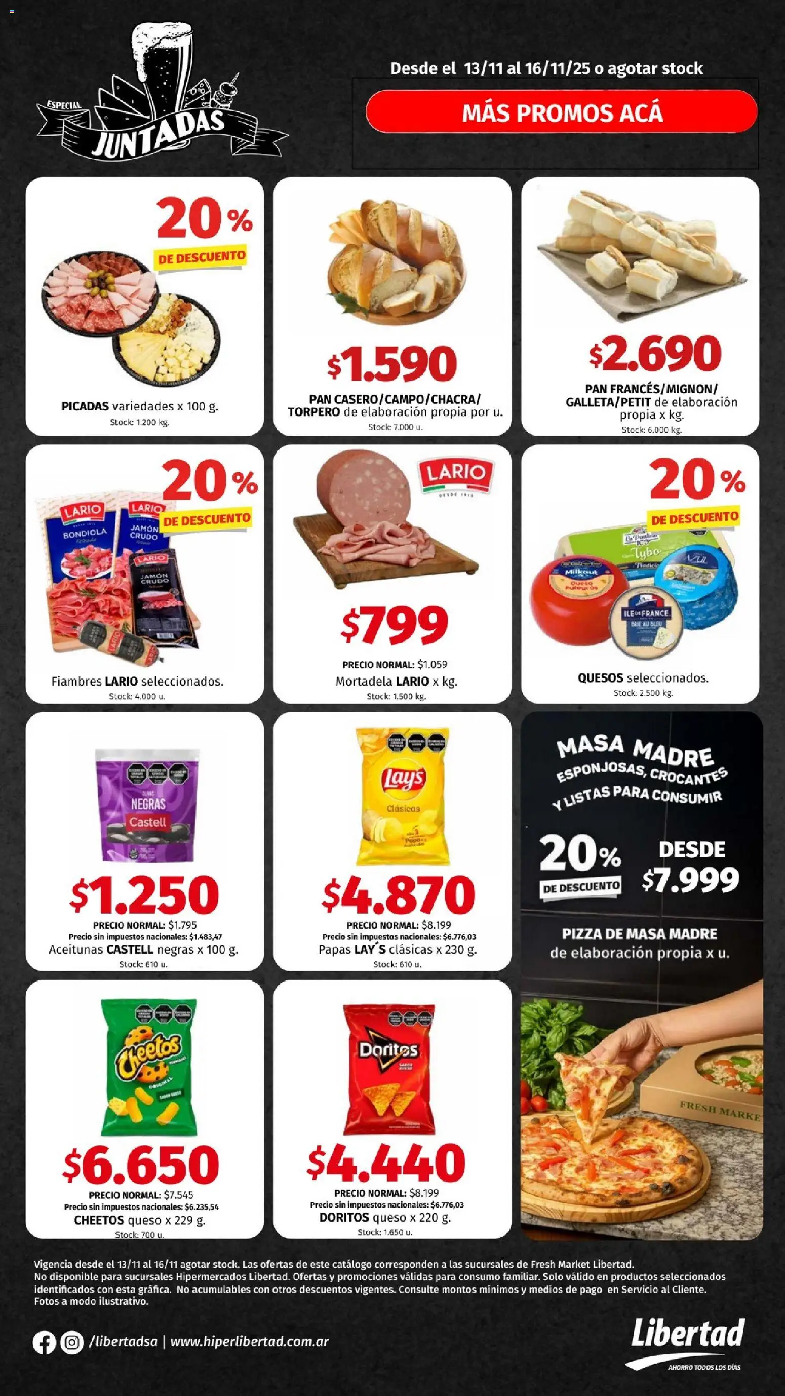 Hipermercado Libertad - JUNTADAS  │ válido desde el 13.11.2025 | Página: 1 | Productos: Queso, Pan, Jamón, Pizza