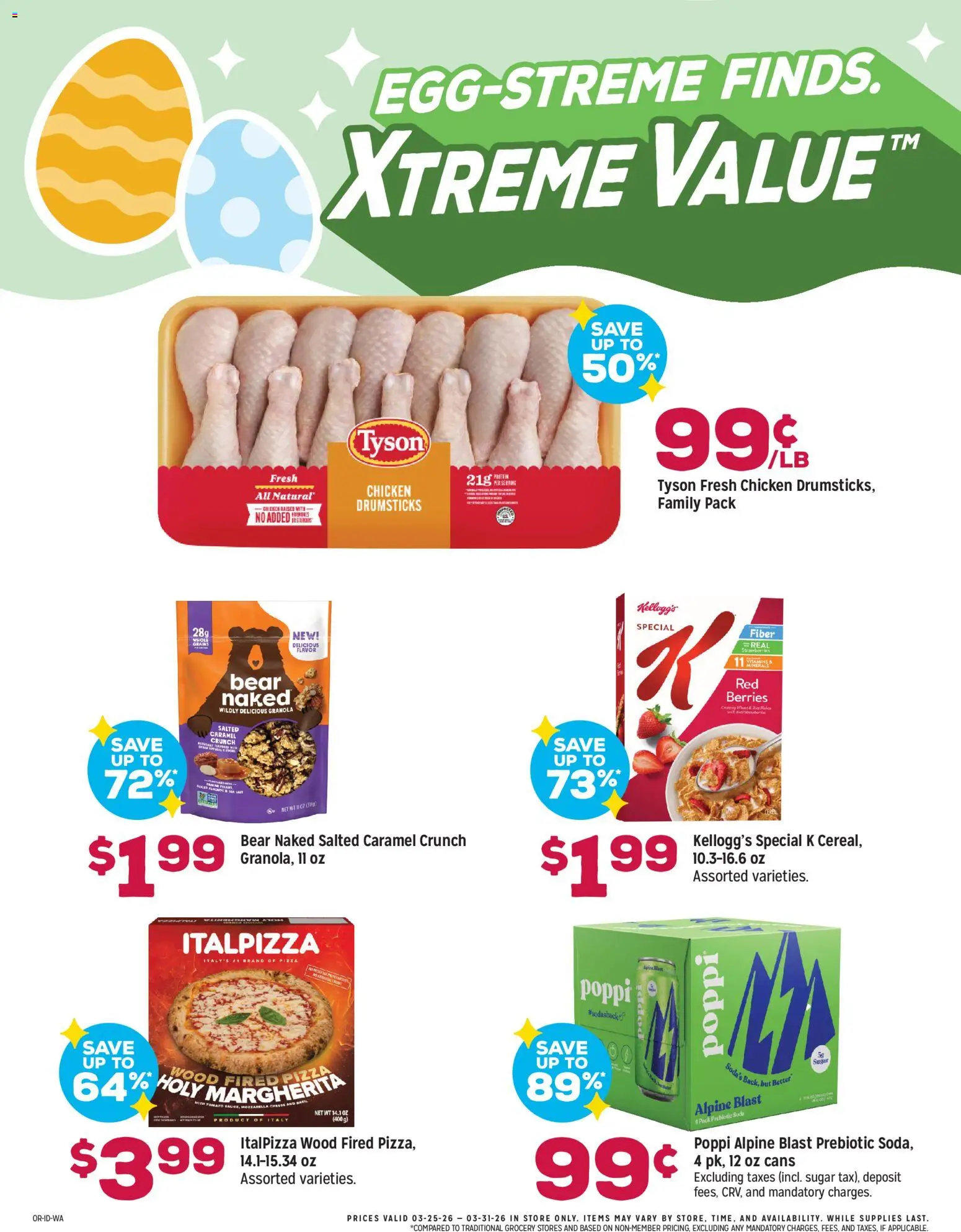Grocery Outlet Weekly Ad - ID - valid from 25.03.2026 | Page: 3 | Products: Berries, Pizza, Strawberries, Sugar