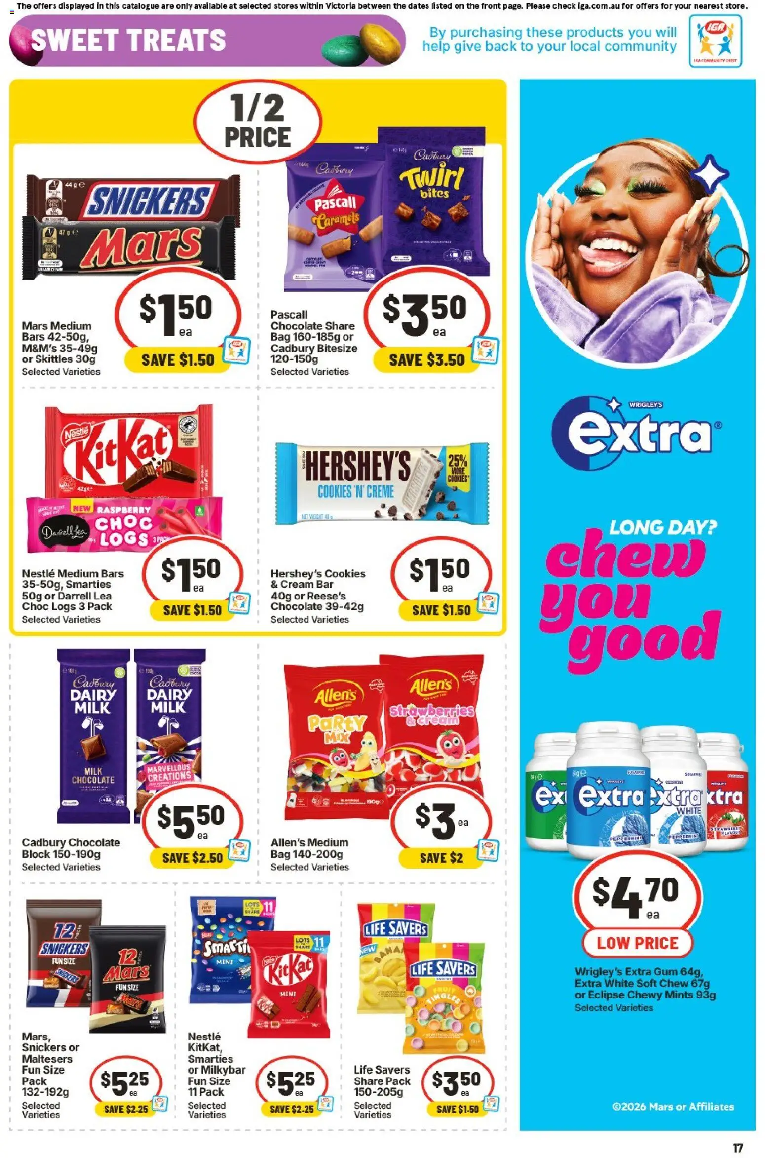 IGA catalogue - valid from 25.03.2026 | Page: 17 | Products: Chocolate, Gum, Strawberries, Raspberry