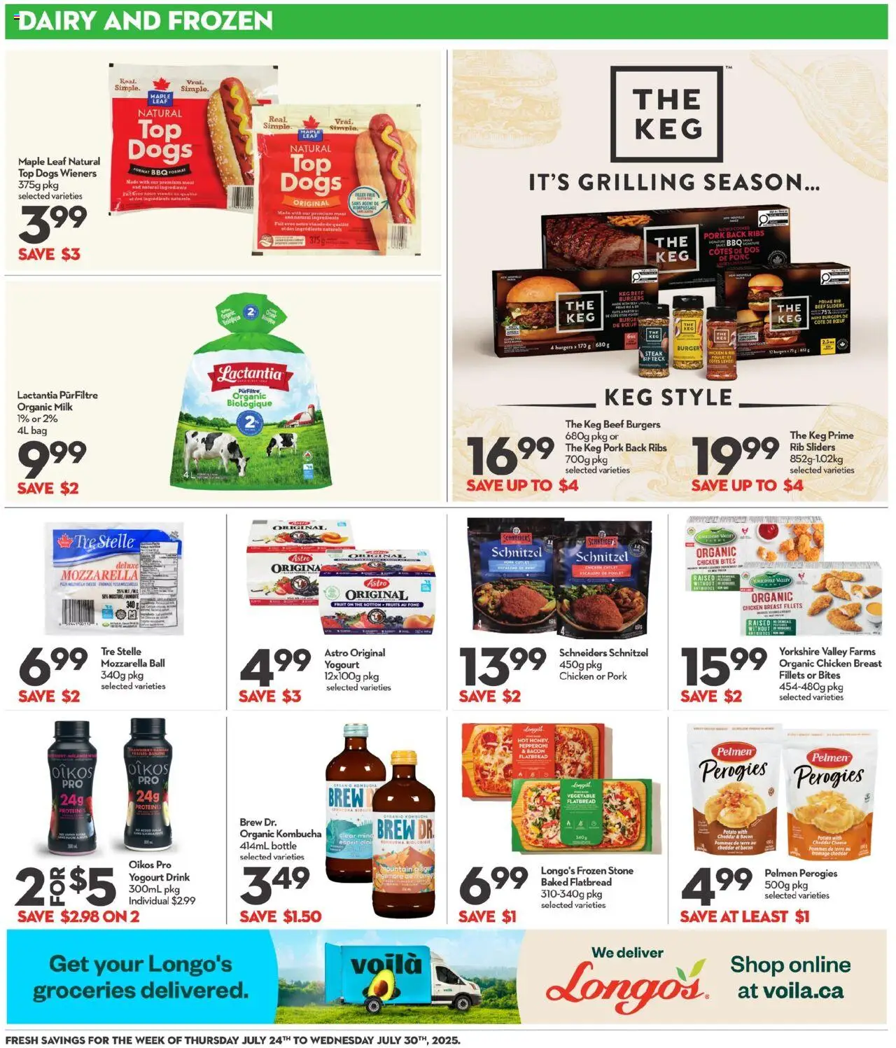 Longo's flyer valid from 24.07.2025 | Page: 10 | Products: Beef, Milk, Cheese, Pork