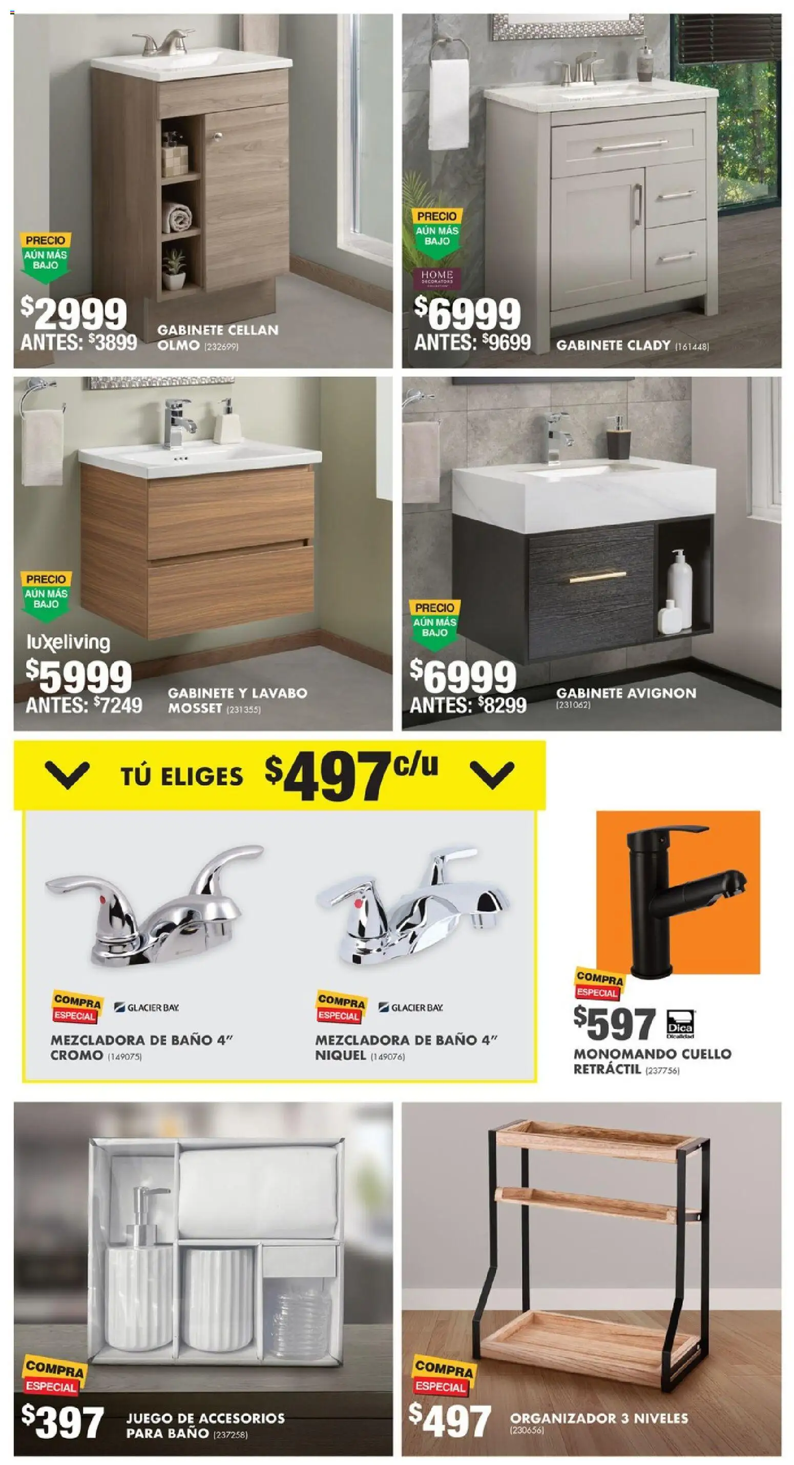 Nuevas ofertas de Home Depot válidas en toda la República Mexicana desde el 04.12.2025. ¡Encuentra las mejores ofertas en Home Depot catálogo! | Página: 5 | Productos: Gabinete, Juego, Lavabo, Baño