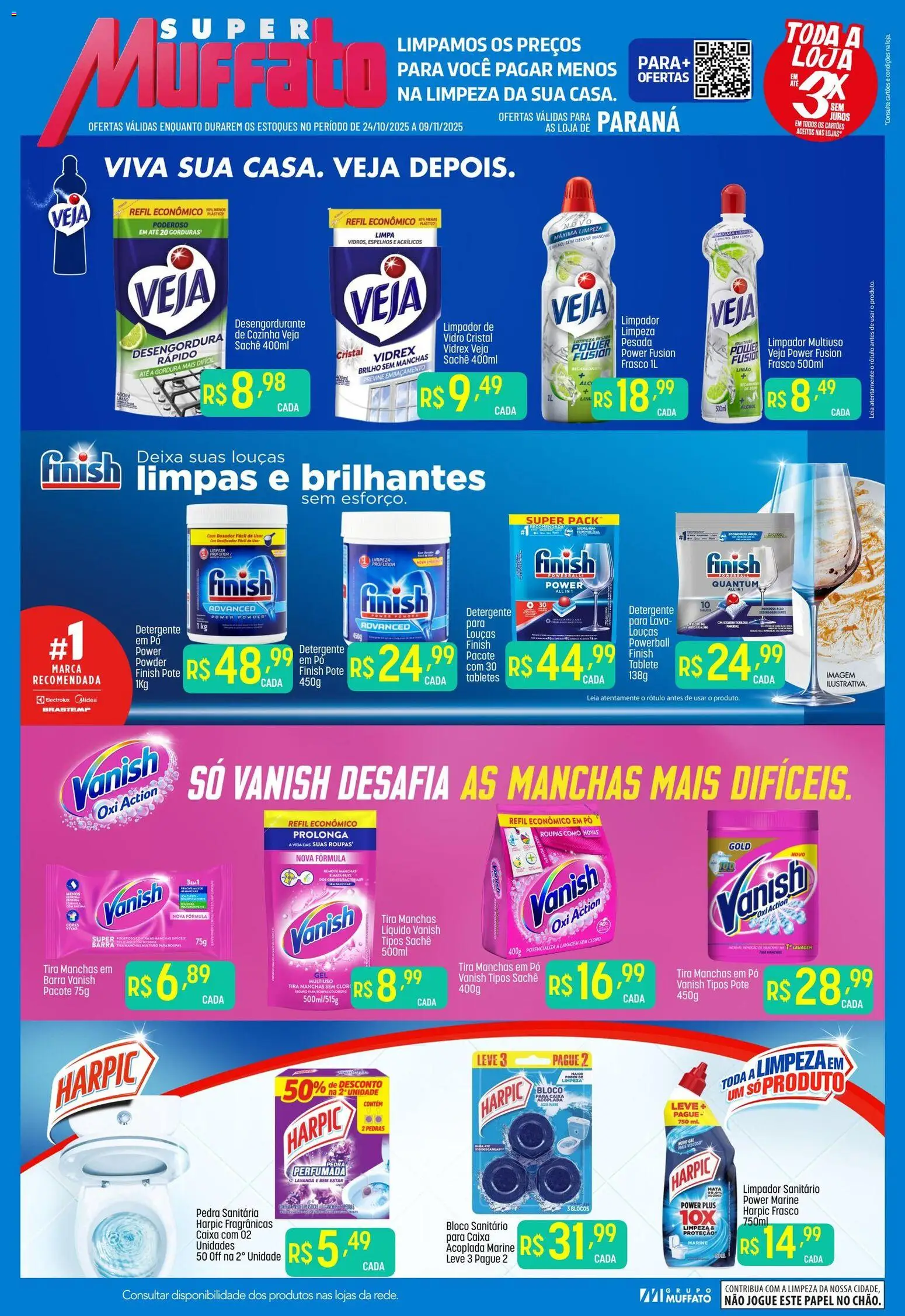 Super Muffato Folheto - válido de 24.10.2025 | Página: 1 | Produtos: Pedra sanitária, Pó, Cloro, Detergente