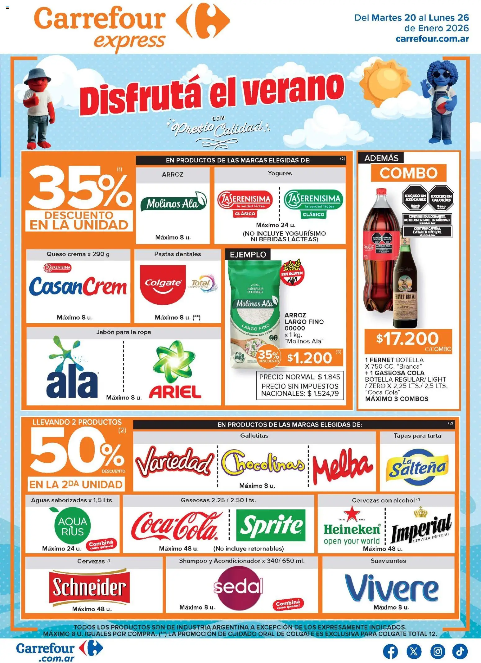 Carrefour ofertas │ válido desde el 20.01.2026 | Página: 1 | Productos: Queso crema, Ropa, Queso, Crema