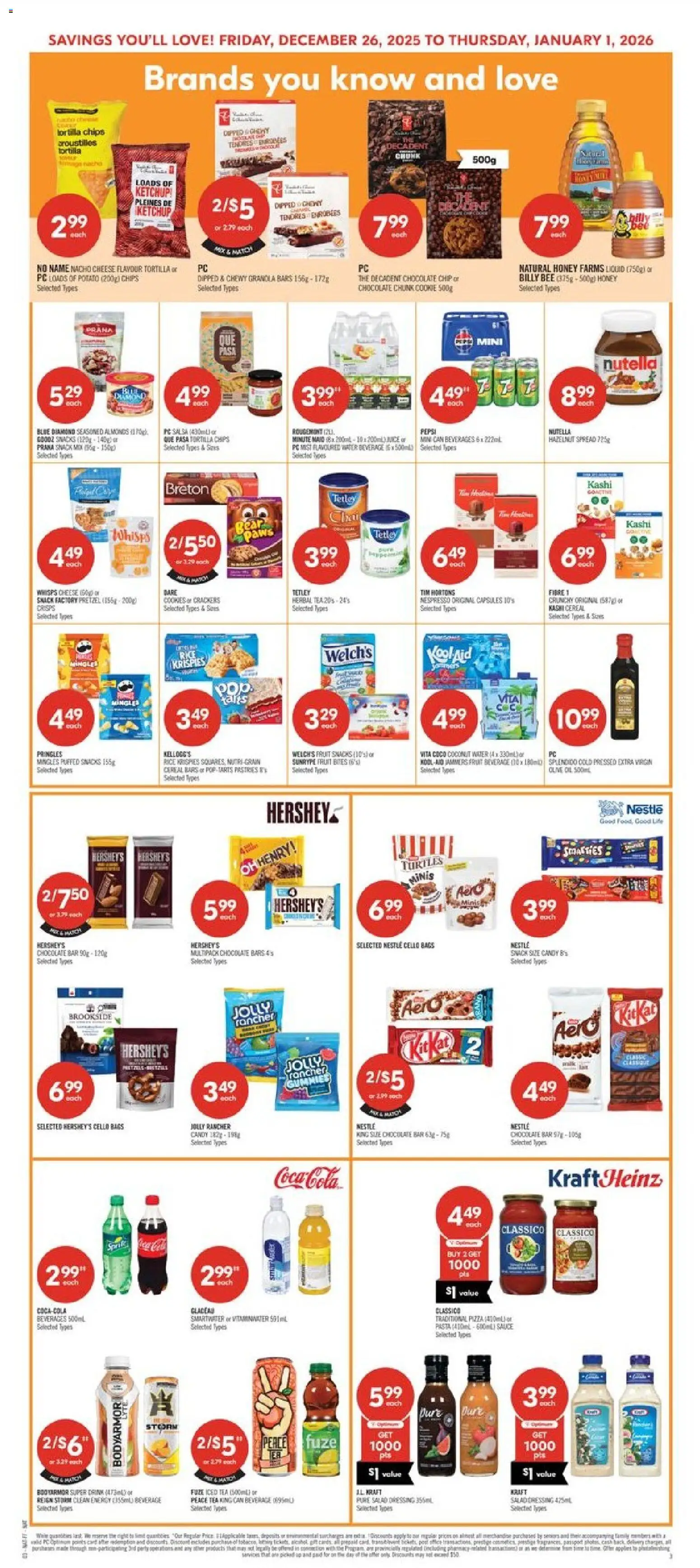 Shoppers flyer valid from 26.12.2025 | Page: 6 | Products: Pasta, Salad, Pizza, Juice