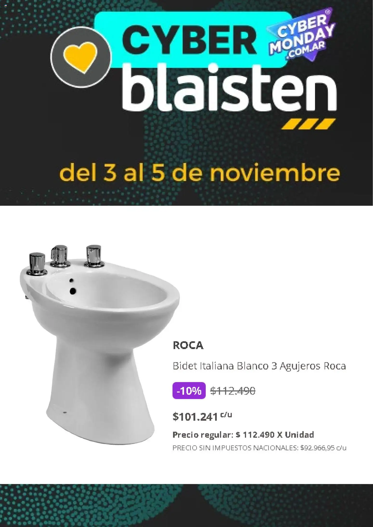 Blaisten - Cyber Monday  │ válido desde el 03.11.2025 | Página: 15 | Productos: Bidet