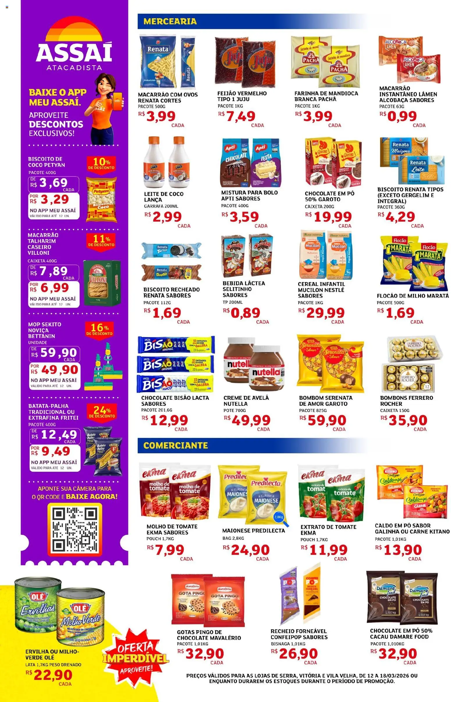 Assaí Atacadista Folheto - válido de 12.03.2026 | Página: 2 | Produtos: Biscoito, Milho verde, Ovos, Mistura para bolo