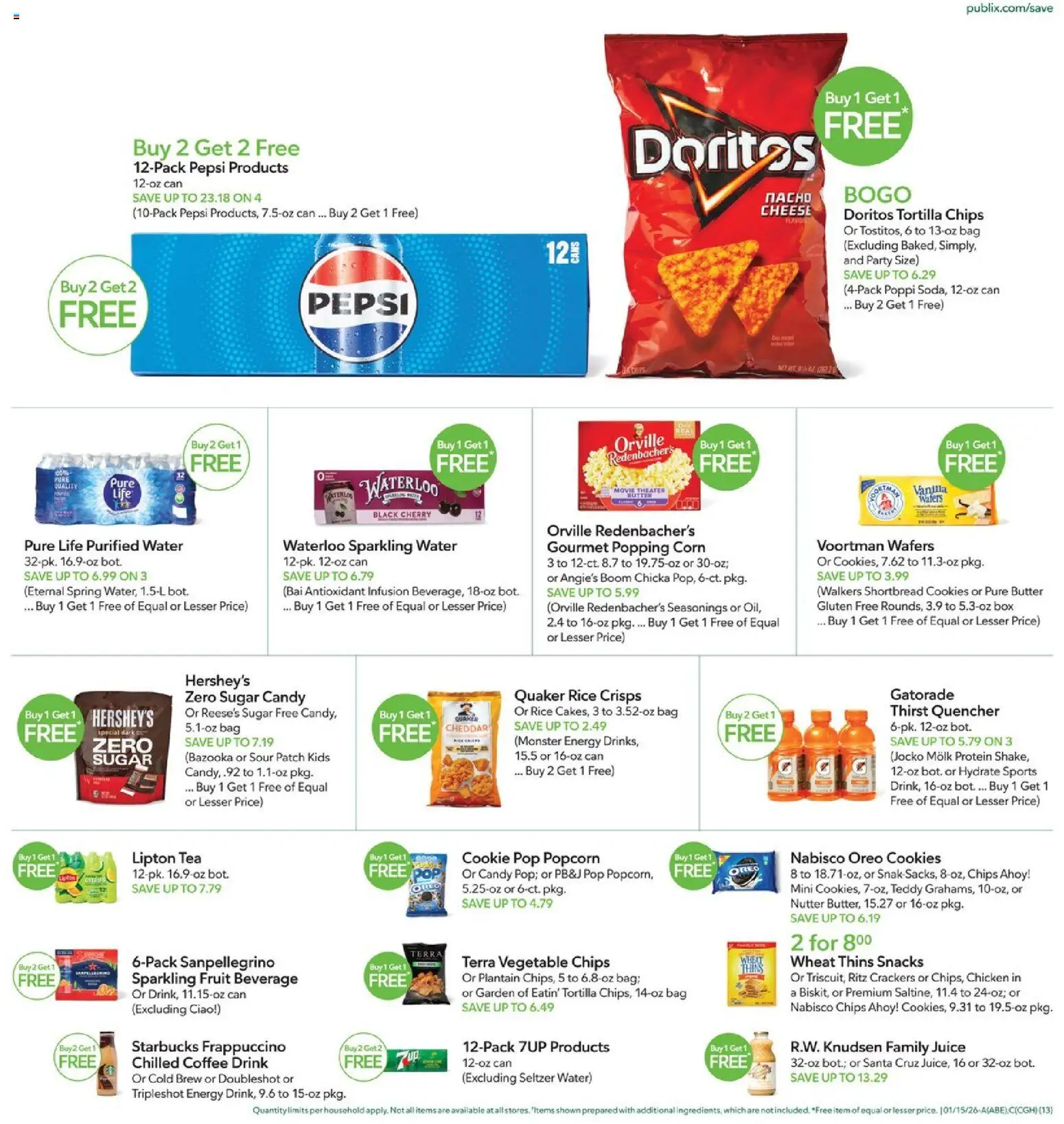 Publix Weekly Ad - valid from 14.01.2026 | Page: 13 | Products: Tea, Cookies, Water, Bag