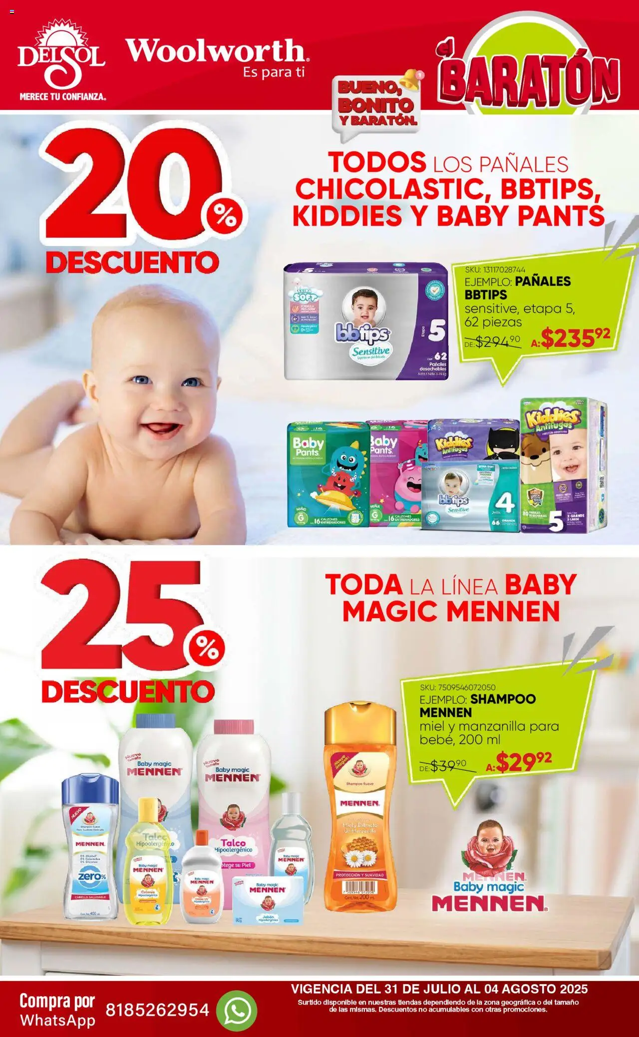 Nuevas ofertas de Del Sol y Woolworth válidas en toda la República Mexicana desde el 31.07.2025. ¡Encuentra las mejores ofertas en Del Sol y Woolworth - Catálogo Bueno, Bonito y Baratón! | Página: 13 | Productos: Huevo, Pañales, Pants