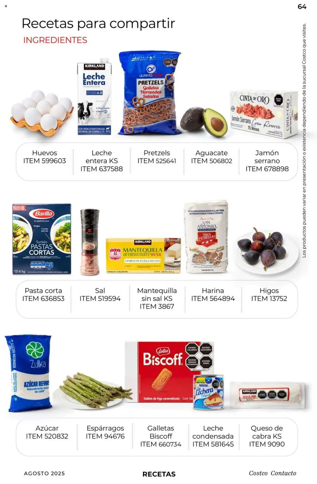Nuevas ofertas de Costco válidas en toda la República Mexicana desde el 07.08.2025. ¡Encuentra las mejores ofertas en Costco - Catálogo Agosto! | Página: 64 | Productos: Azúcar, Huevos, Pasta, Galletas