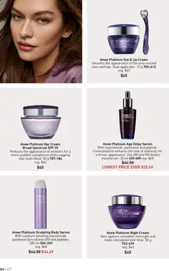 Preview of Anew Platinum Eye & Lip Cream, Smooths the appearance of the area around eyes and lips. Dual applicator. 15 g 902-614 reg. $63 from shop Avon valid from 26.03.2026 | Page: 54 | Products: Cream