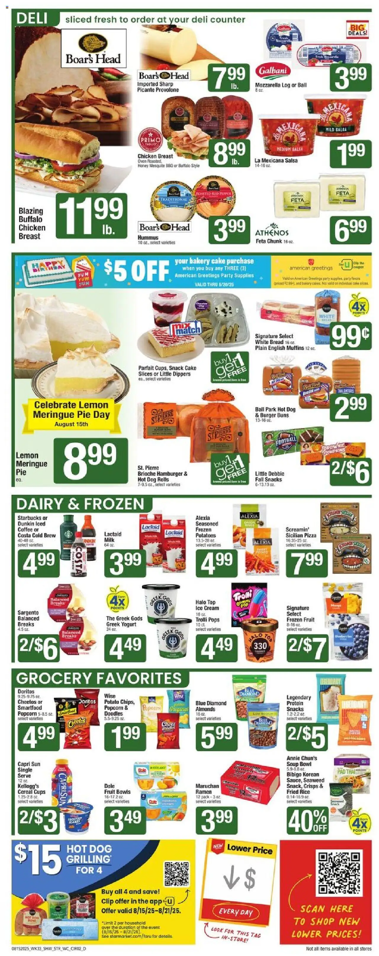 Star Market Weekly Ad - valid from 15.08.2025 | Page: 2 | Products: Yogurt, Pizza, Ice cream, Lemon