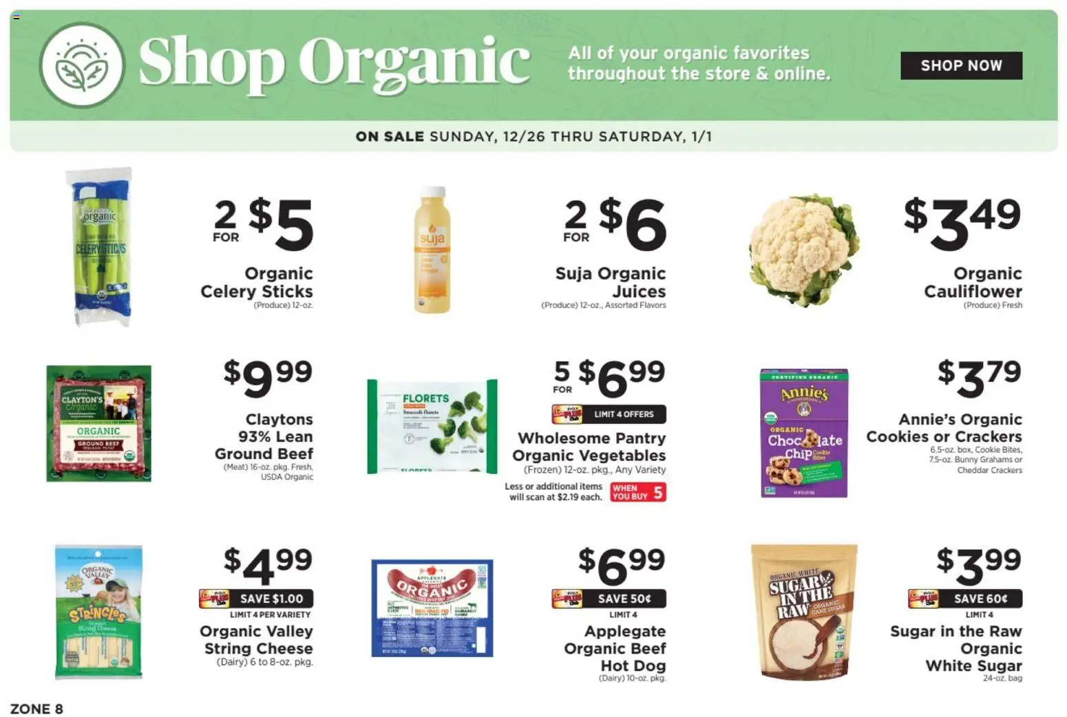 ShopRite Shop Organic  - valid from 26.12.2025 | Page: 1 | Products: Broccoli, Cheese, Vegetables, Sugar
