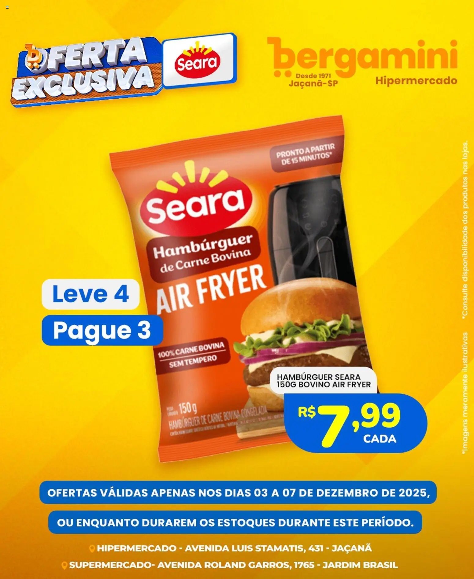 Supermercado Bergamini Folheto - válido de 03.12.2025 | Página: 7 | Produtos: Air fryer, Carne, Hambúrguer