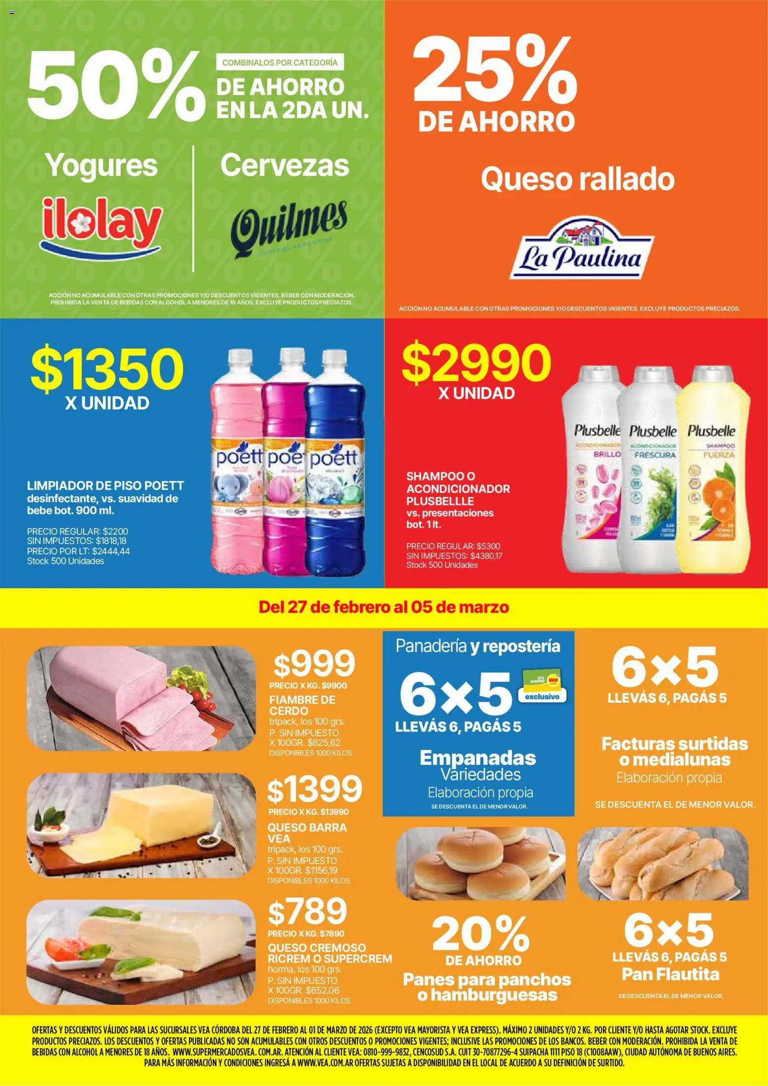Vea - Ofertas fin de semana Córdoba │ válido desde el 27.02.2026 | Página: 2 | Productos: Shampoo, Acondicionador, Queso, Cerdo