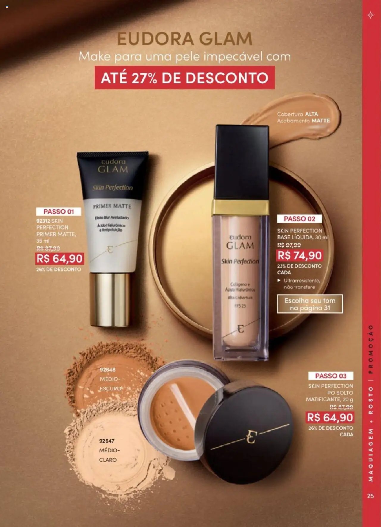 Eudora Folheto - válido de 06.06.2025 | Página: 25 | Produtos: Maquiagem, Pó, Base, Primer