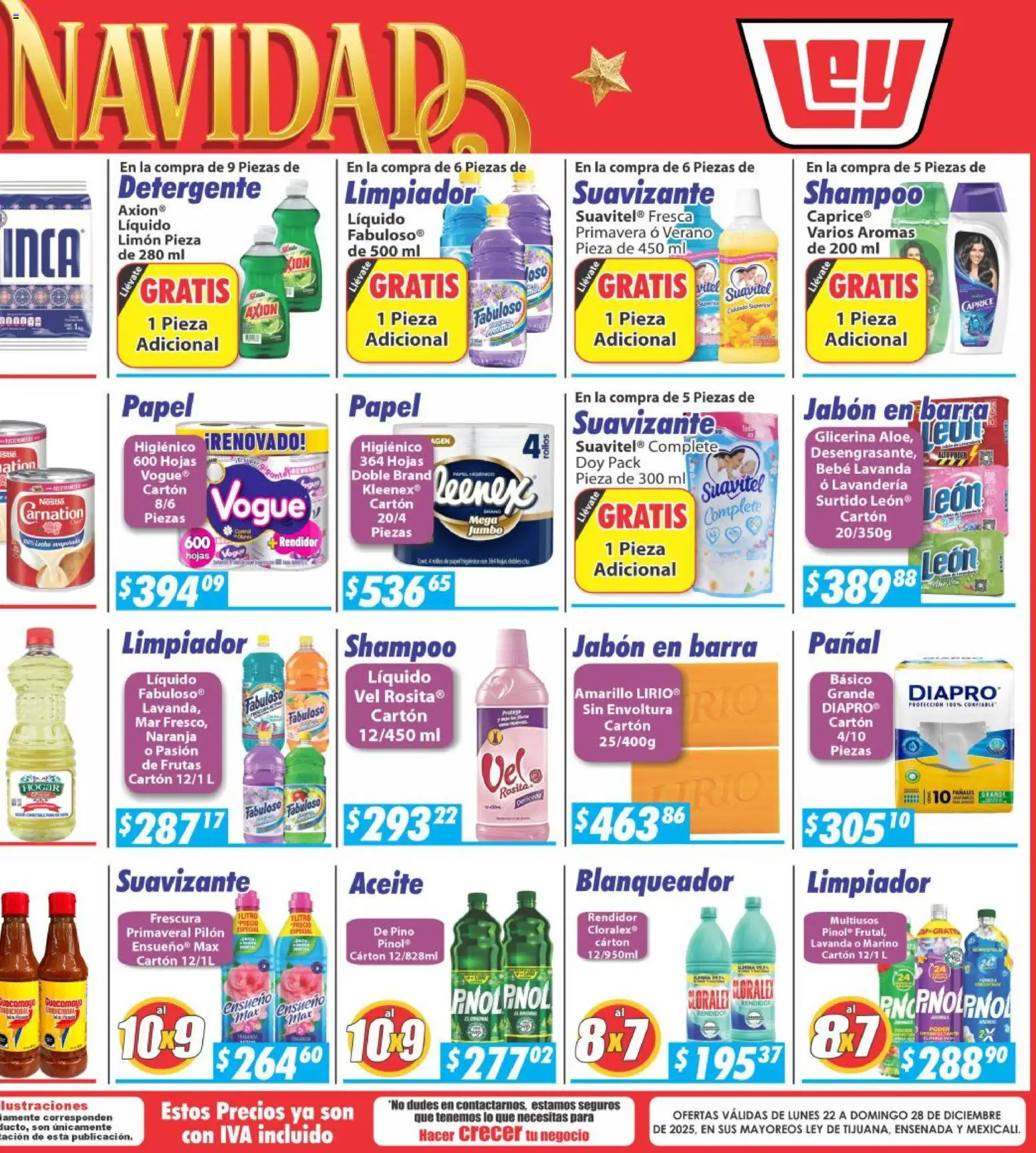 Nuevas ofertas de Casa Ley válidas en toda la República Mexicana desde el 22.12.2025. ¡Encuentra las mejores ofertas en Casa Ley folleto Frontera! | Página: 6 | Productos: Detergente, Aceite, Suavizante, Jabón