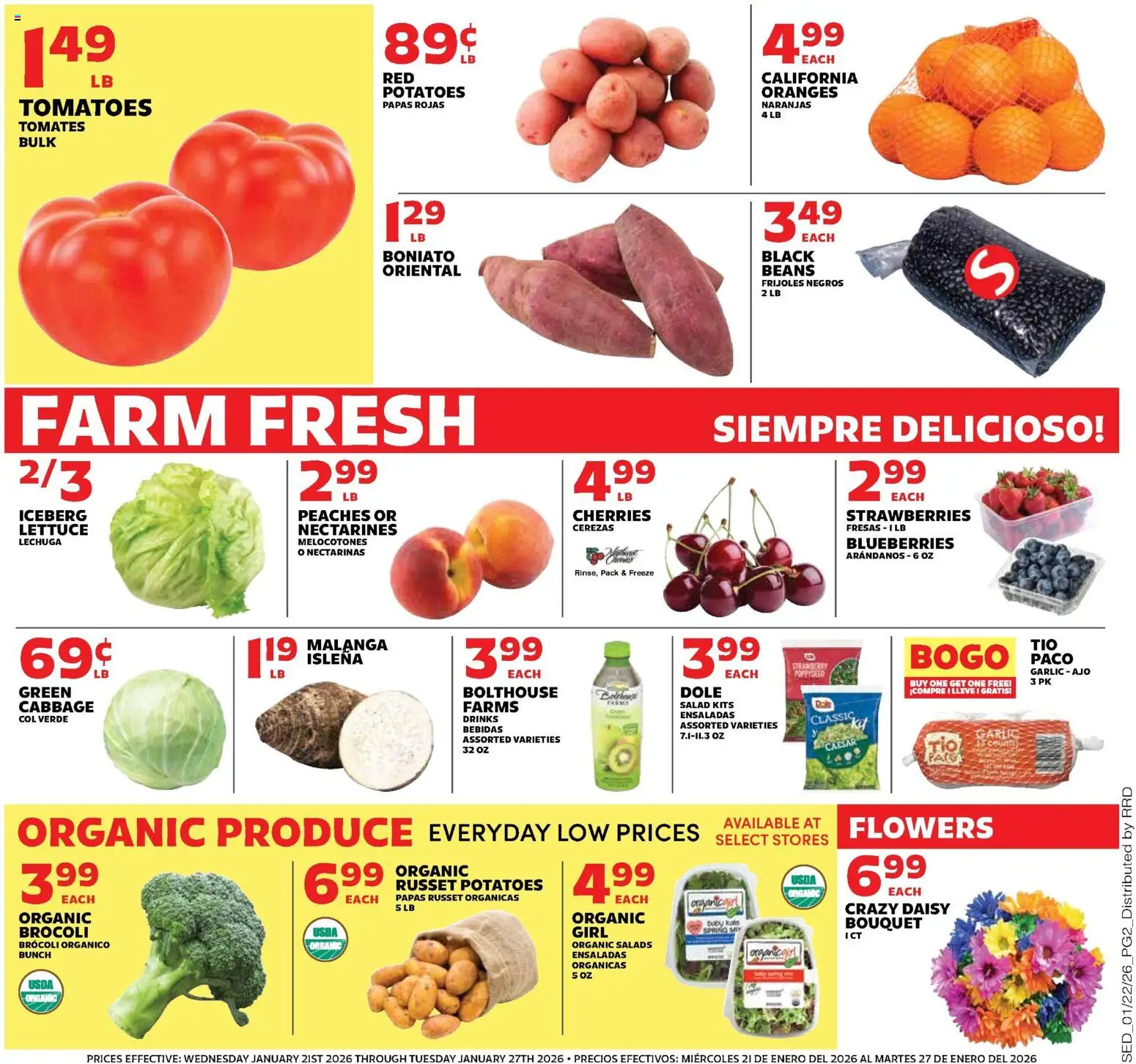 Sedano's Weekly Ad - valid from 21.01.2026 | Page: 2 | Products: Cherries, Lettuce, Strawberries, Garlic