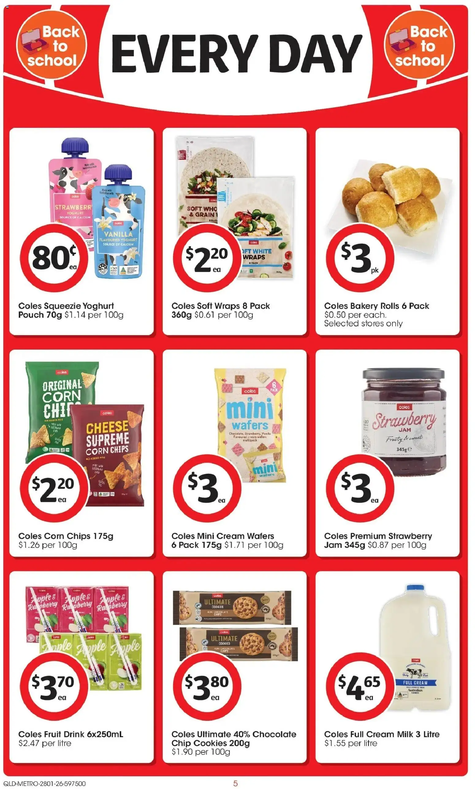 Coles catalogue - valid from 25.01.2026 | Page: 5 | Products: Milk, Cheese, Chips, Cream