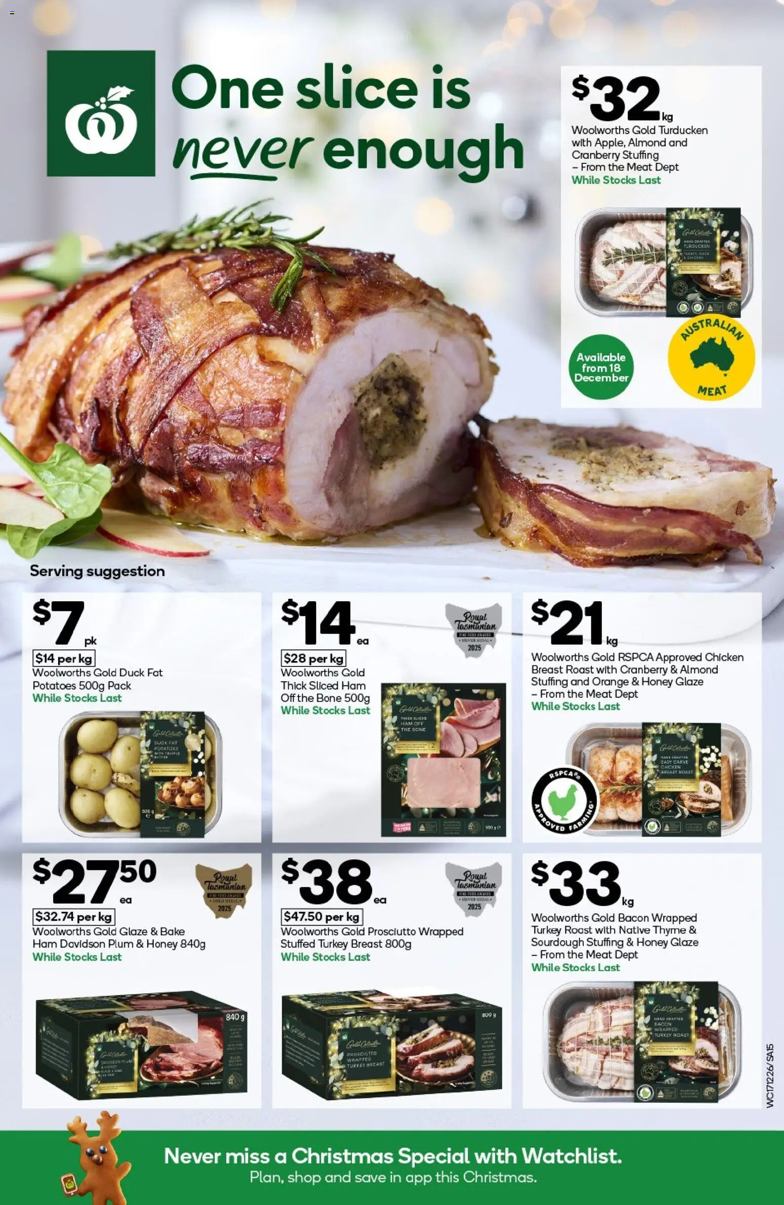 Woolworths catalogue - valid from 17.12.2025 | Page: 15 | Products: Ham, Honey, Meat, Potatoes